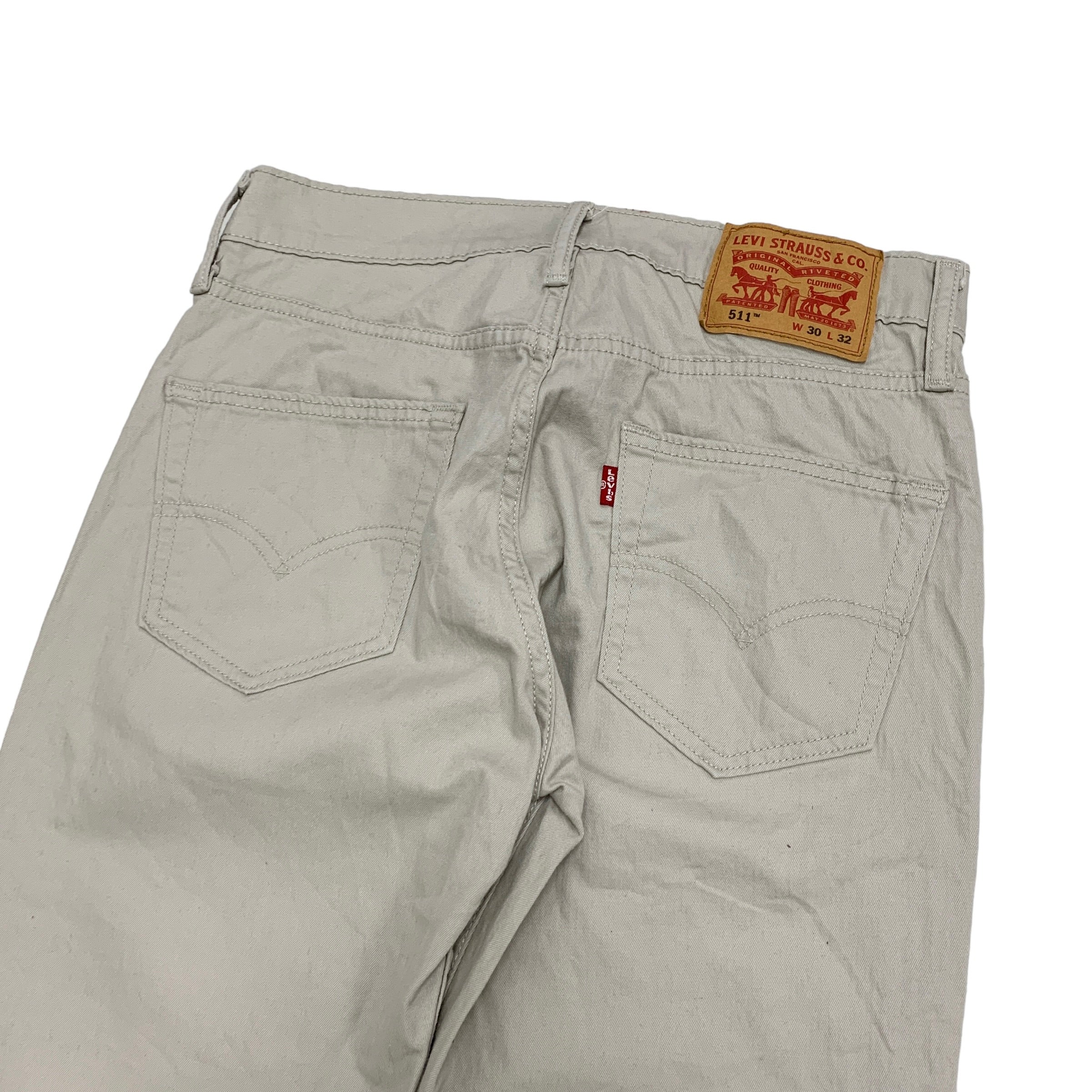 Levis 511 Trousers W30 L32 Mens Cream Slim Fit Cotton Pants