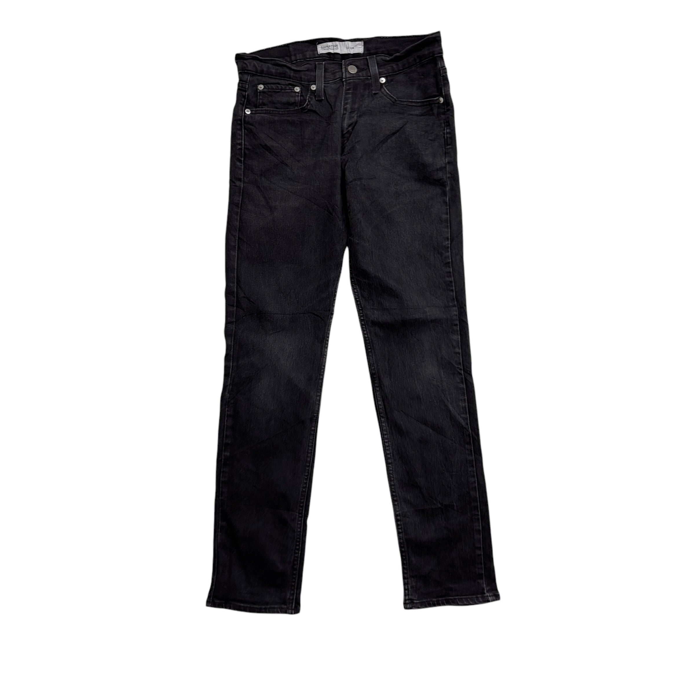 Levis Signature Jeans W29 L30 Mens Black Slim Fit Stretch Denim