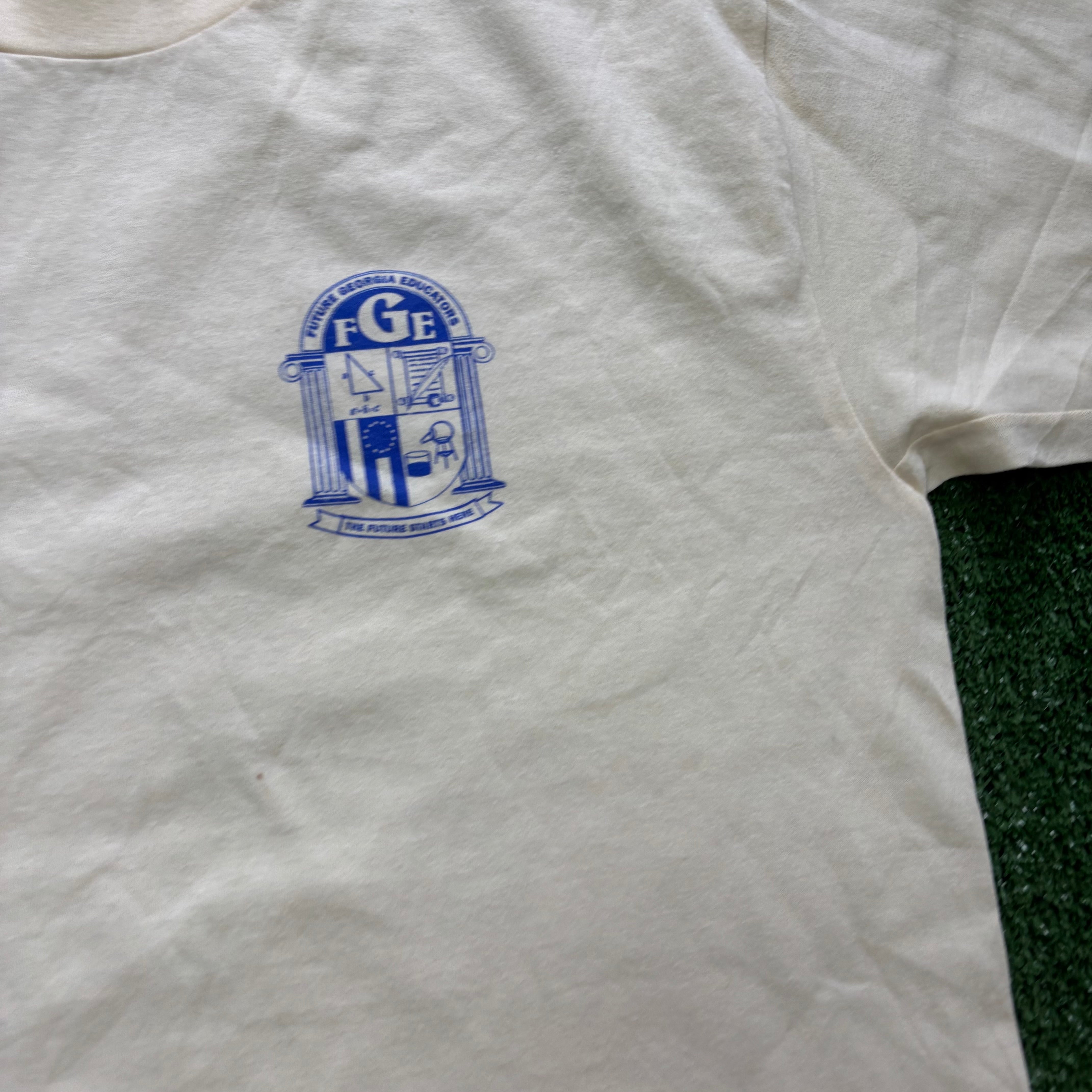 Vintage T Shirt Mens Large Yellow Single Stitch Graphic Print 90s