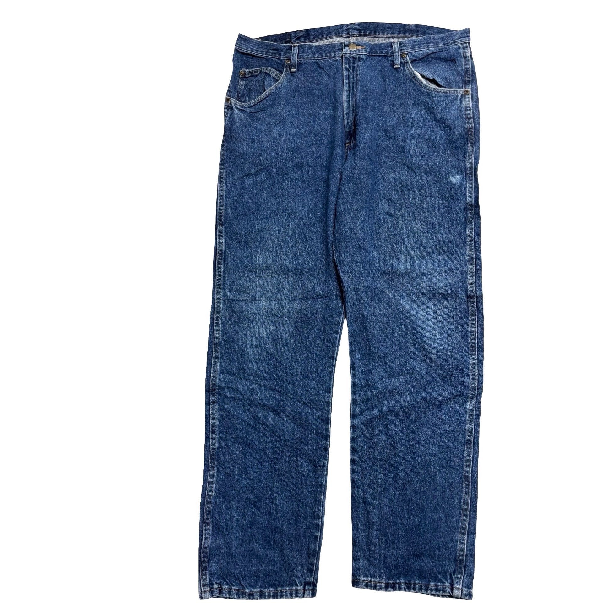 Wrangler Jeans W40 L32 Mens Mid Blue Regular Straight Fit Denim