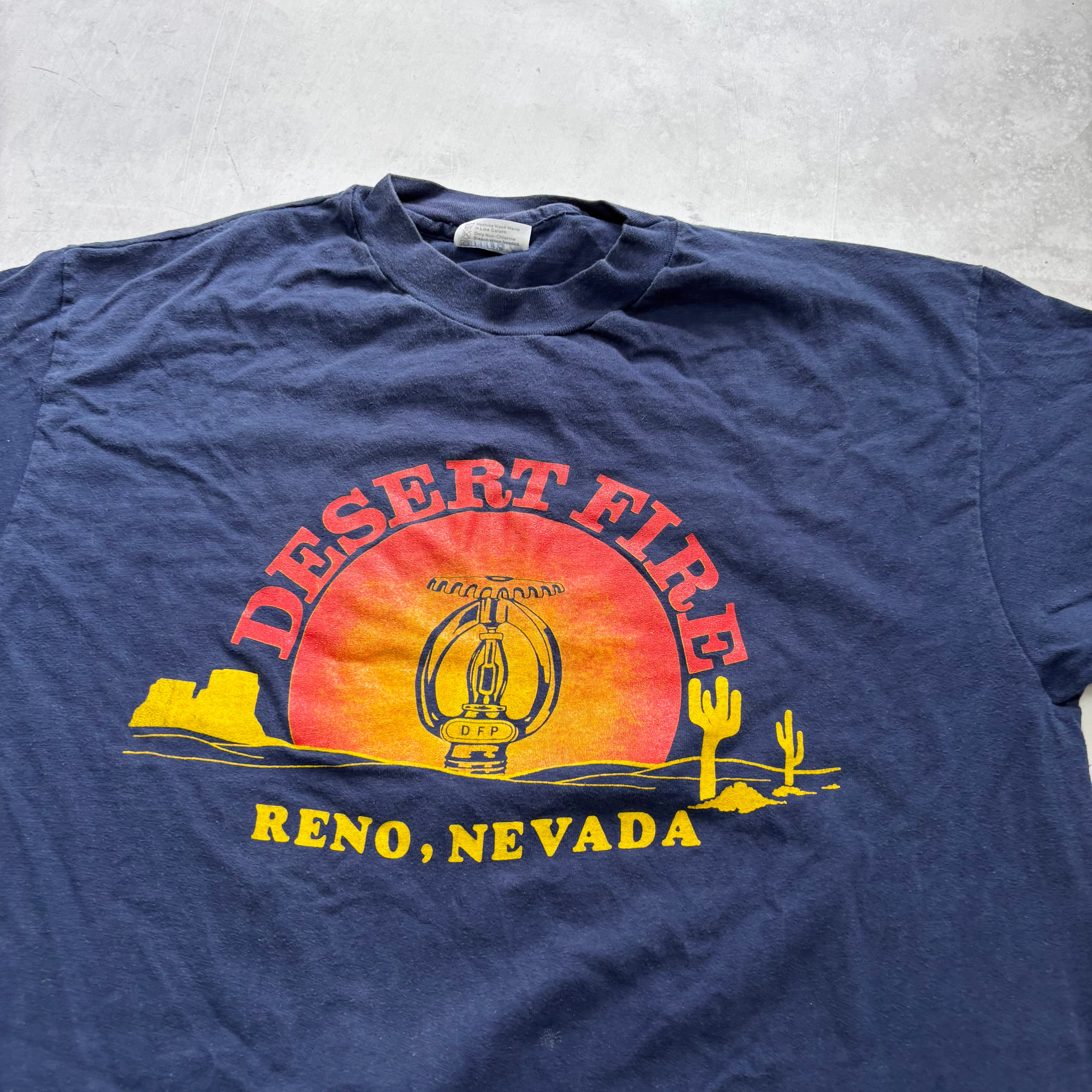 Vintage T Shirt Mens Large Navy Blue Single Stitch Graphic Print 90s USA