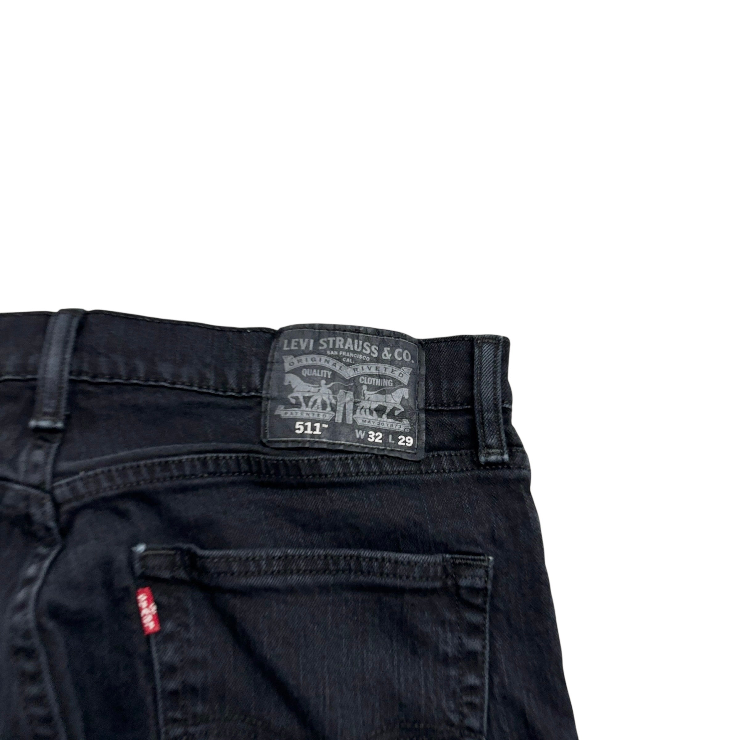 Levis 511 Jeans W32 L29 Mens Black Slim Fit Stretch Denim (E)