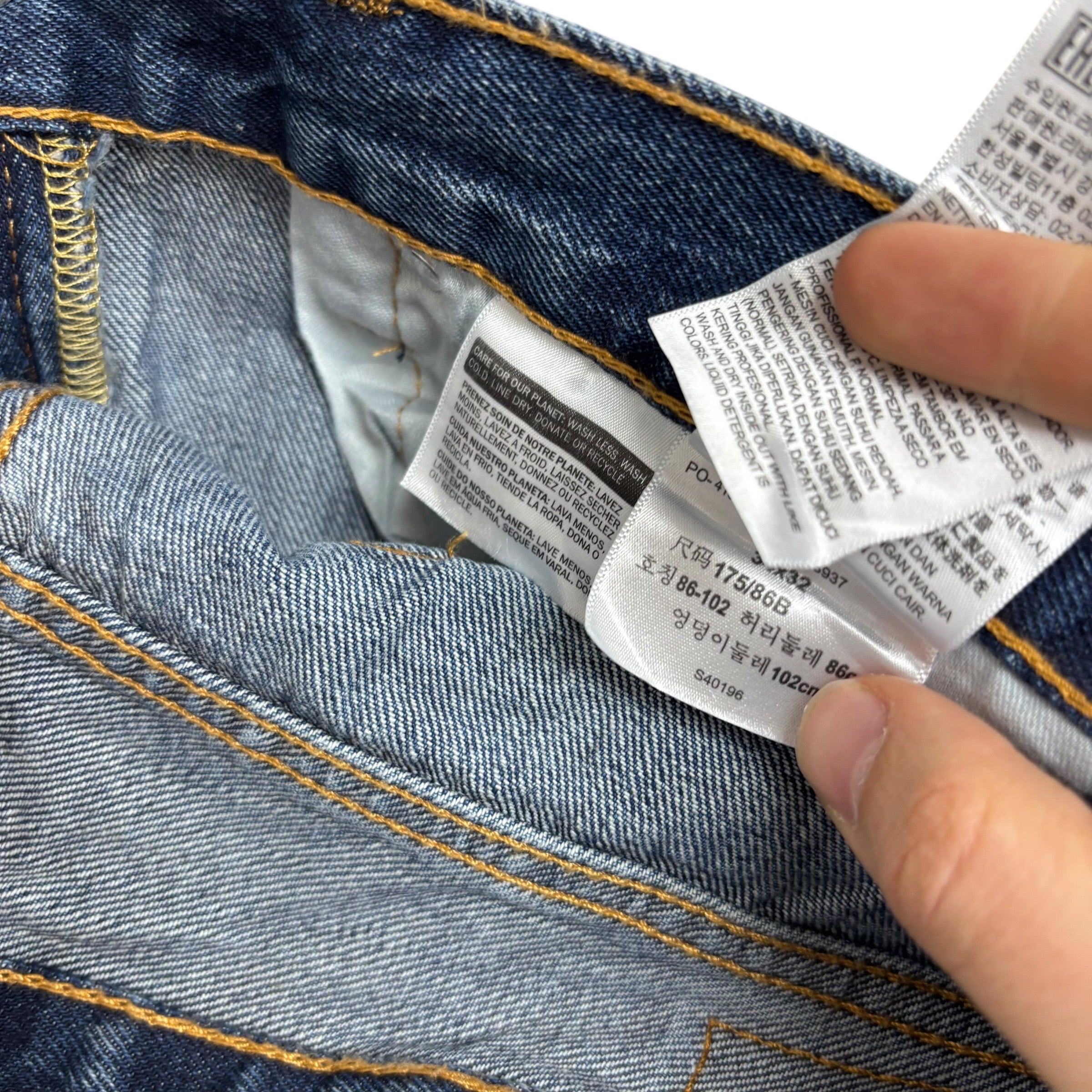 Levis 550 Jeans W34 L32 Mens Mid Blue Relaxed Straight Fit Denim (E)