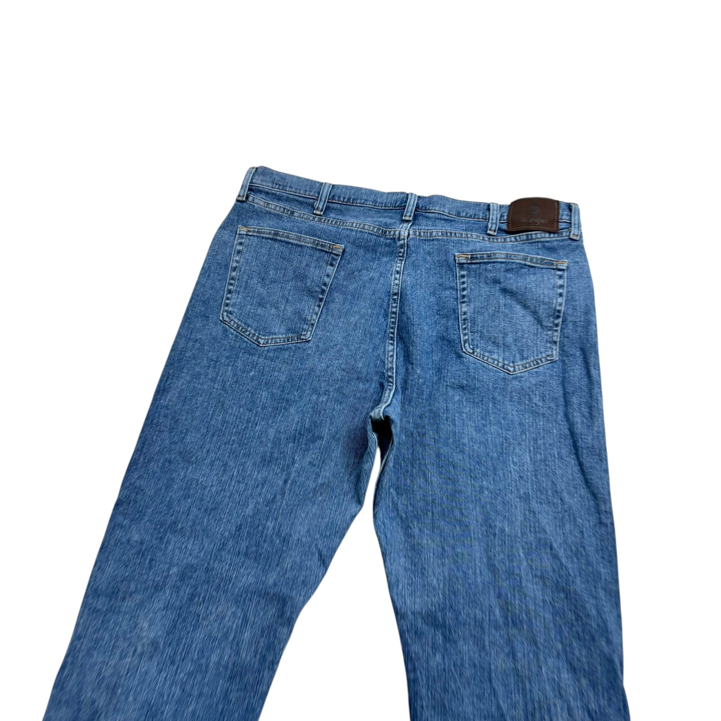 Wrangler Jeans W40 L30 Mens Mid Blue Relaxed Straight Fit Stretch Denim (E)