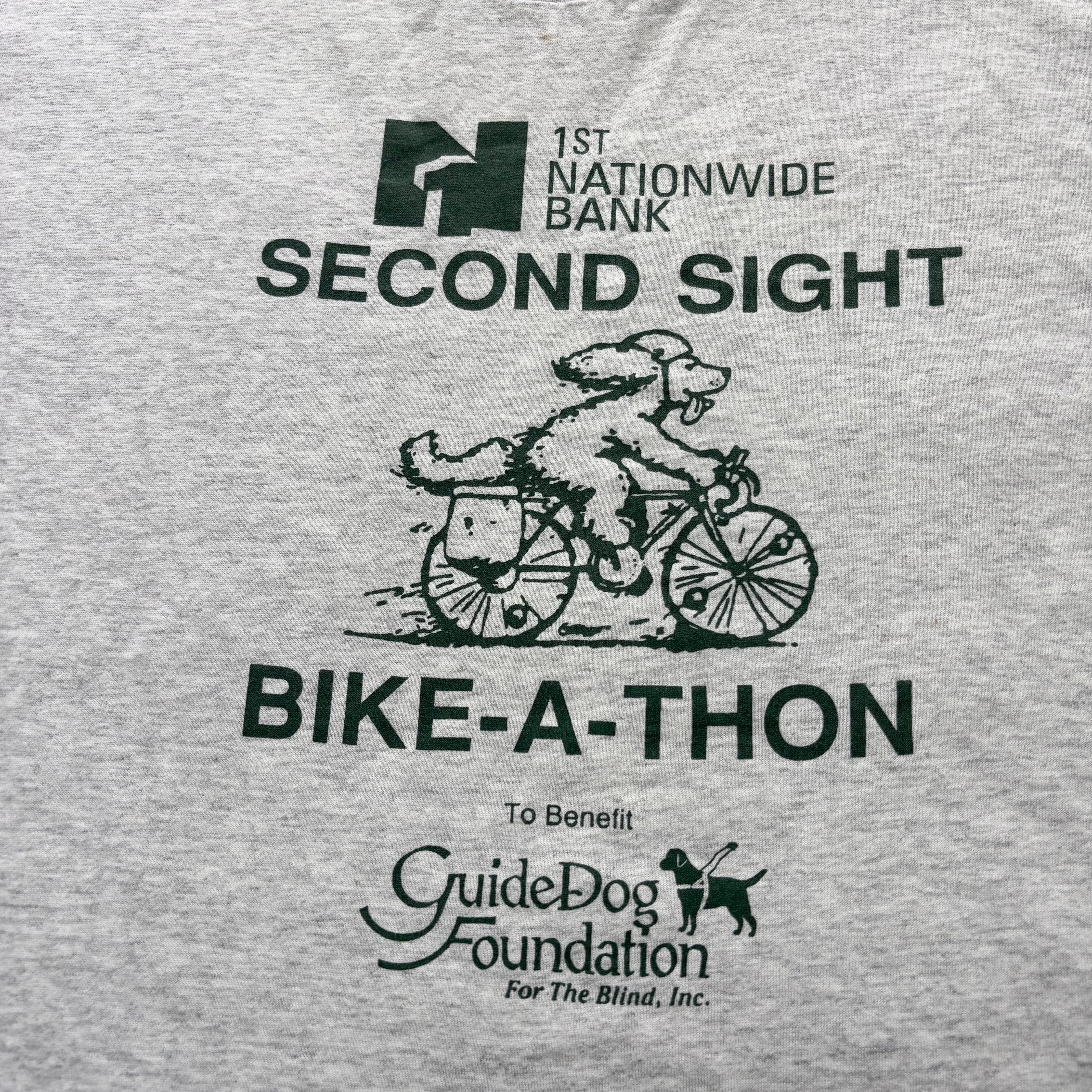 Vintage T Shirt Mens Large Grey Single Stitch Graphic Print 90s USA Cycling