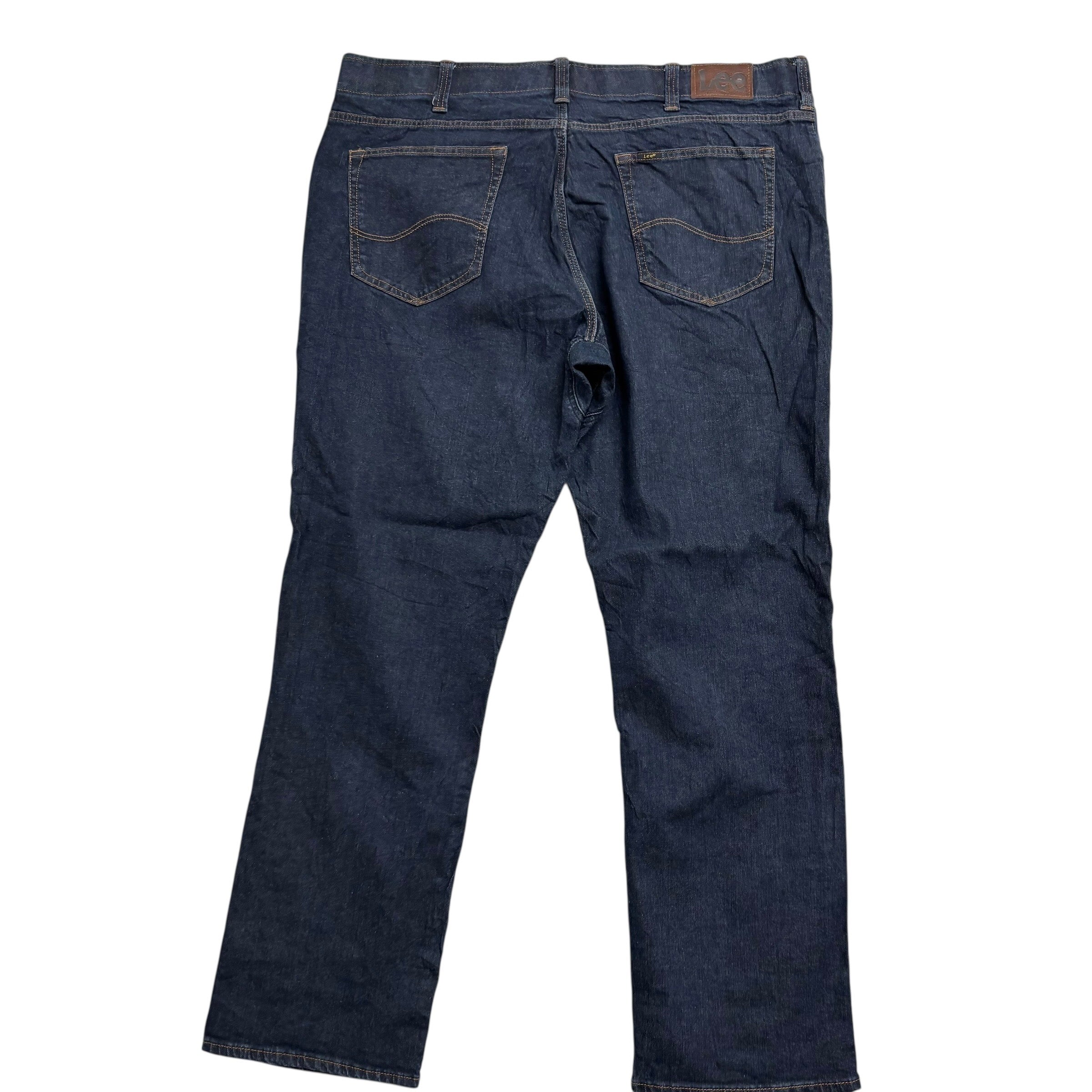 Lee Jeans W44 L32 Mens Dark Blue Regular Tapered Fit Stretch Denim