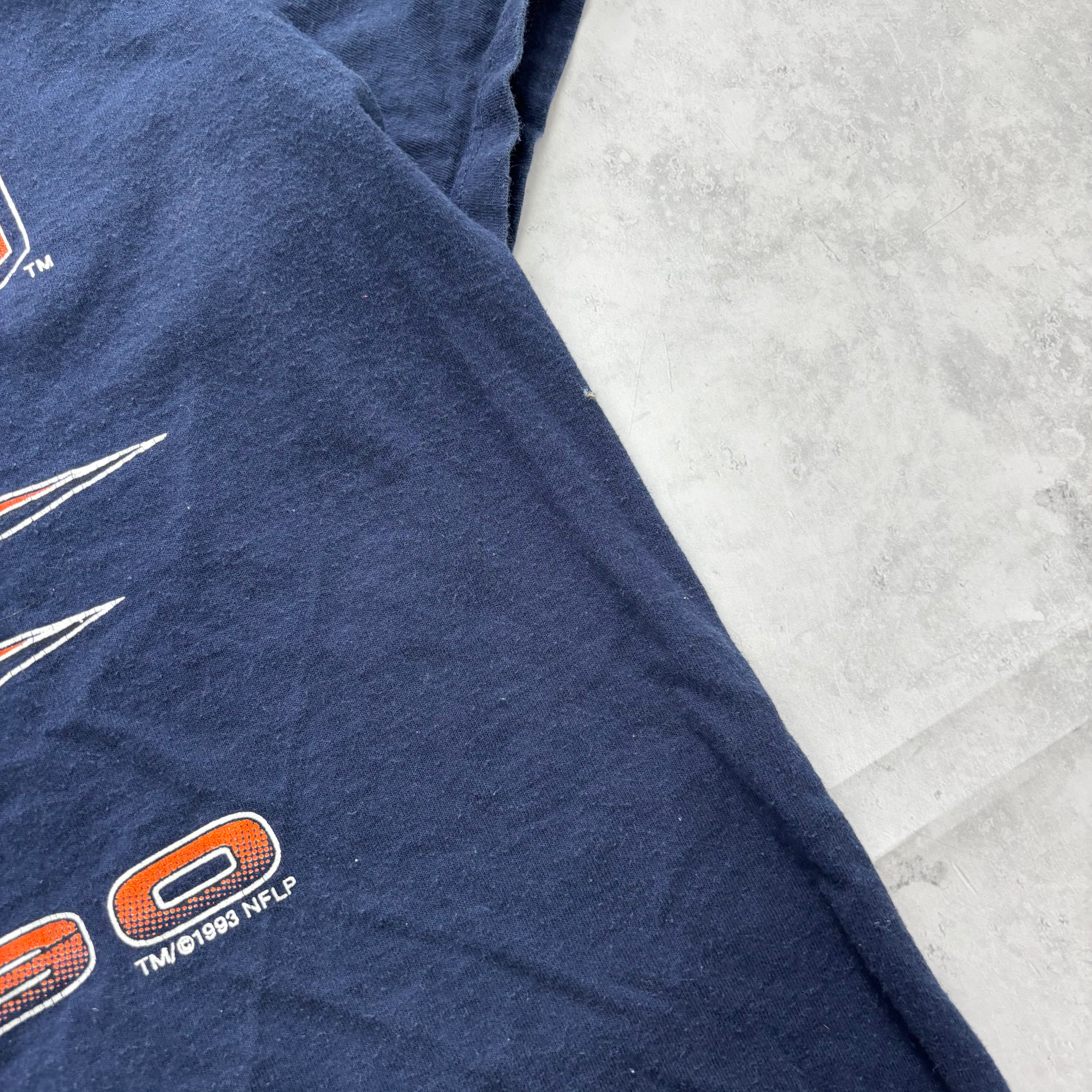 Vintage T Shirt Mens XL Navy Blue Graphic Print 90s NFL Chicago Bears