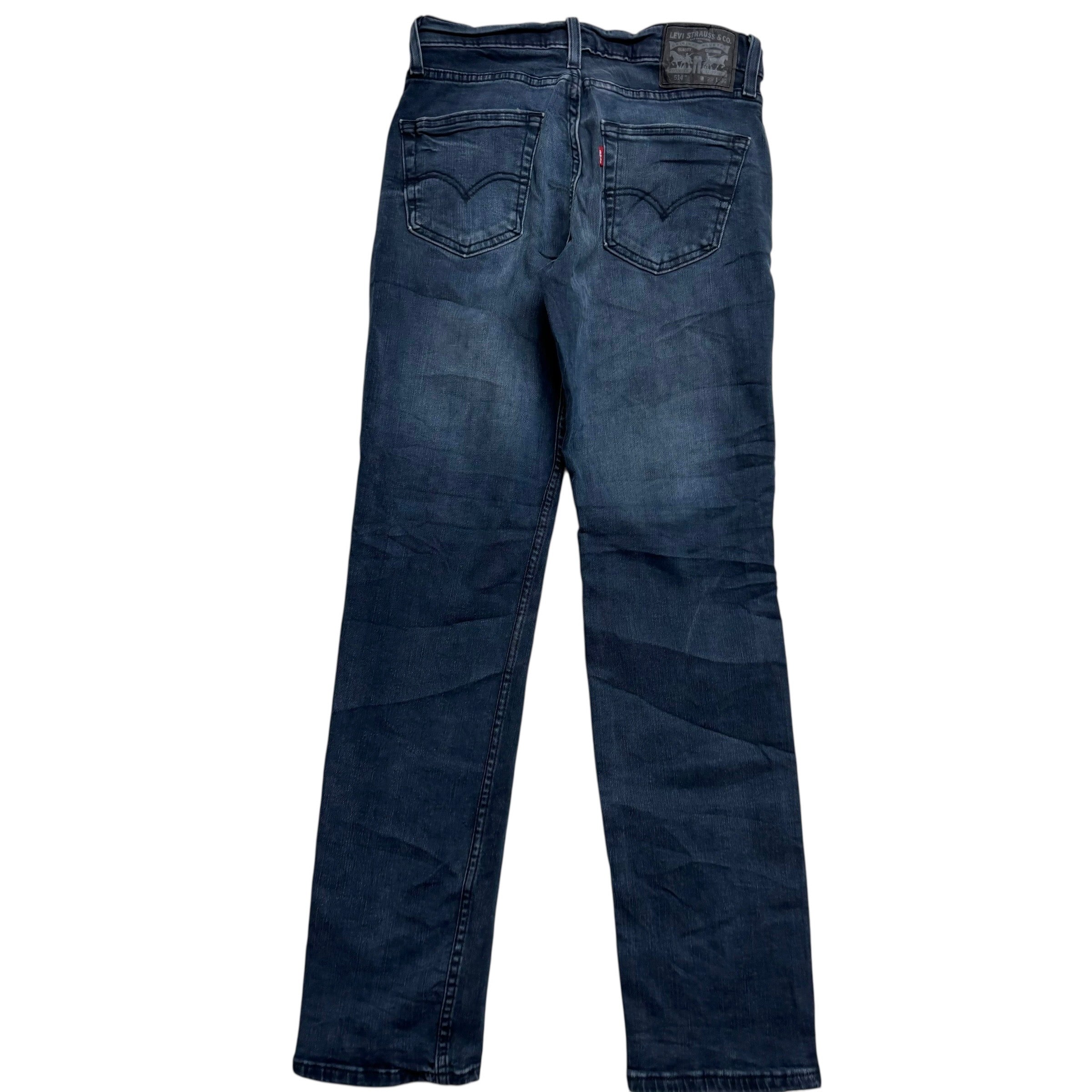 Levis 514 Jeans W29 L32 Mens Navy Blue Regular Straight Fit Stretch Denim (E)