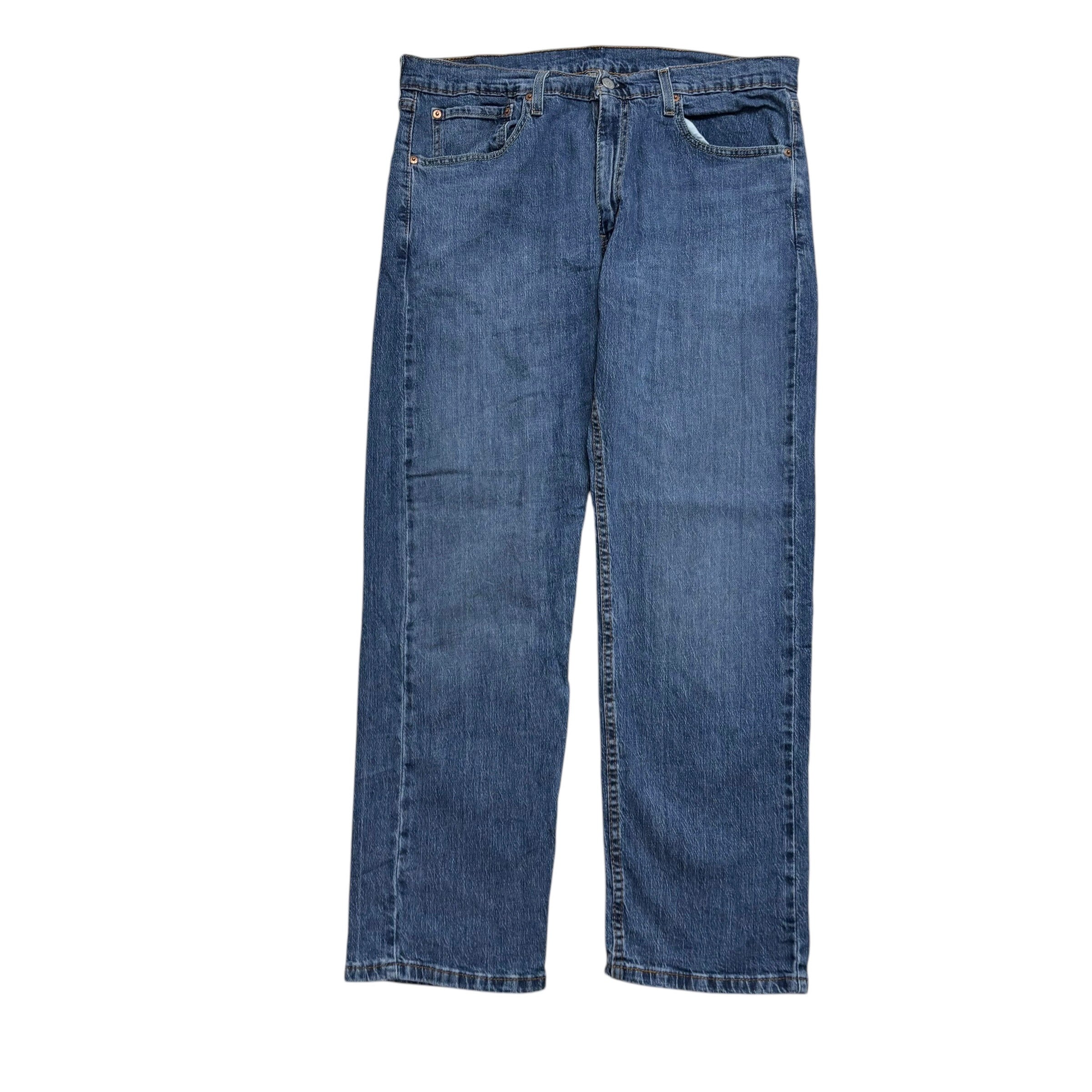 Levis 505 Jeans W36 L29 Mens Mid Blue Regular Straight Fit Stretch Denim (E)