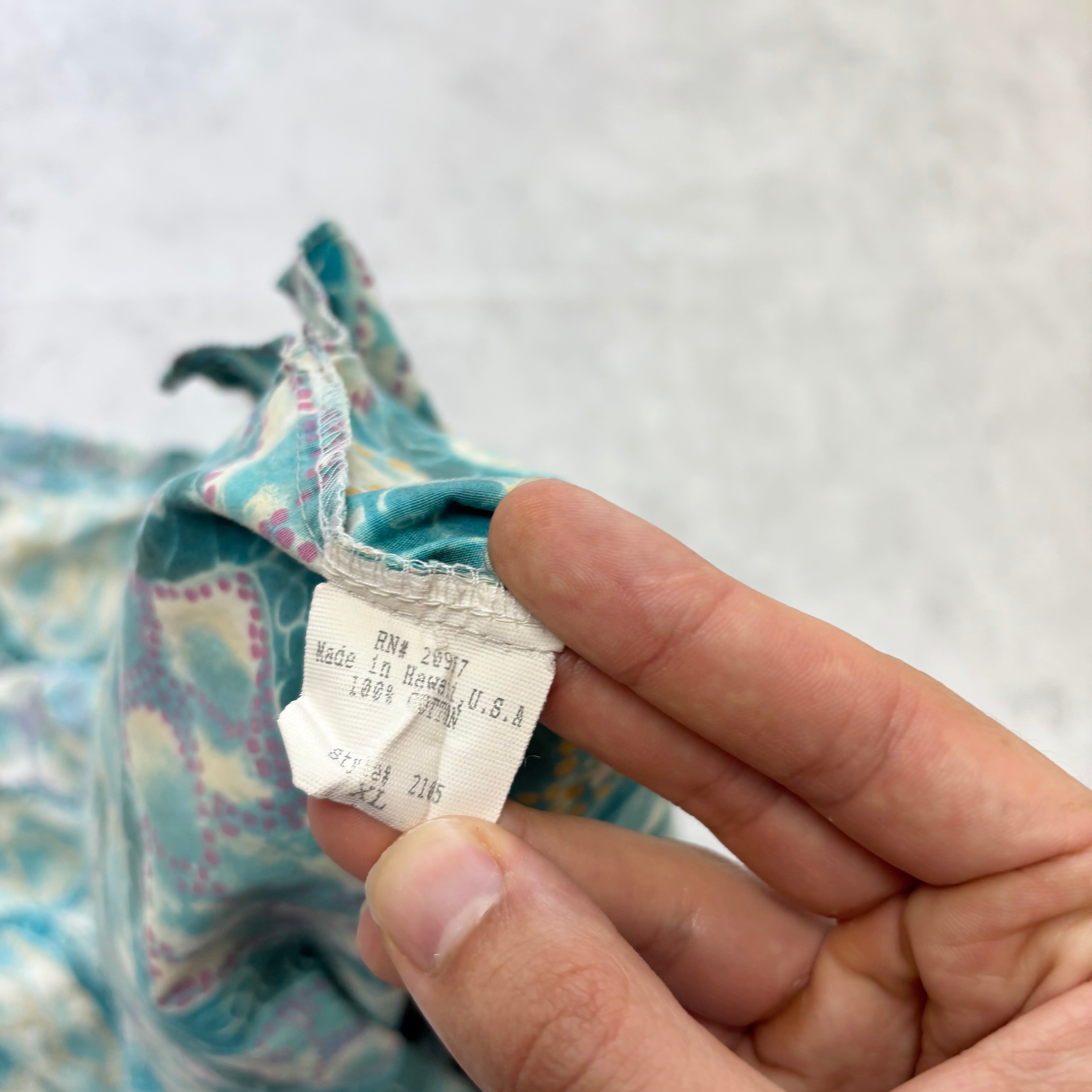 Vintage Hawaiian Shirt Mens Large Blue Floral Aloha Short Sleeve Cotton (E)