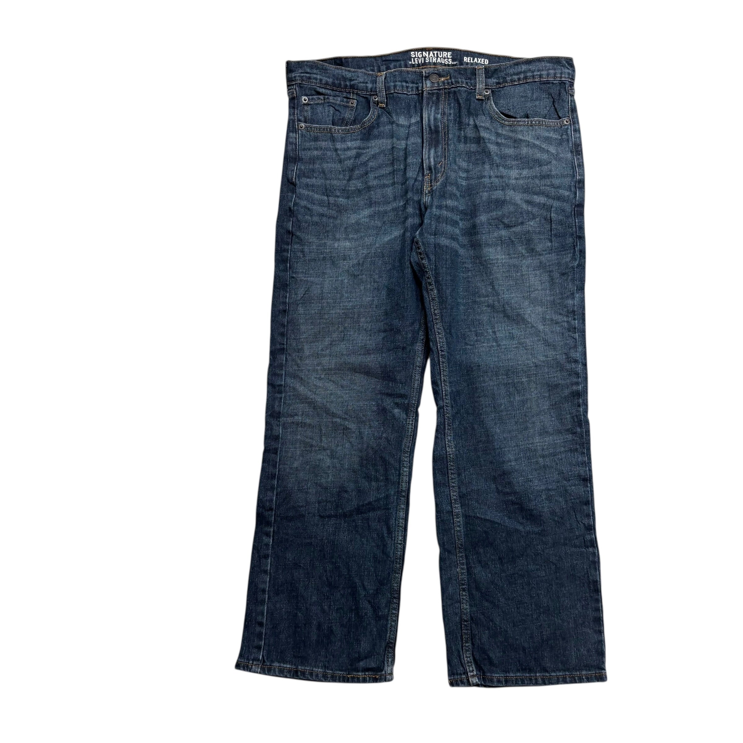 Levis Signature Jeans W36 L30 Mens Dark Blue Relaxed Baggy Fit Stretch (E)
