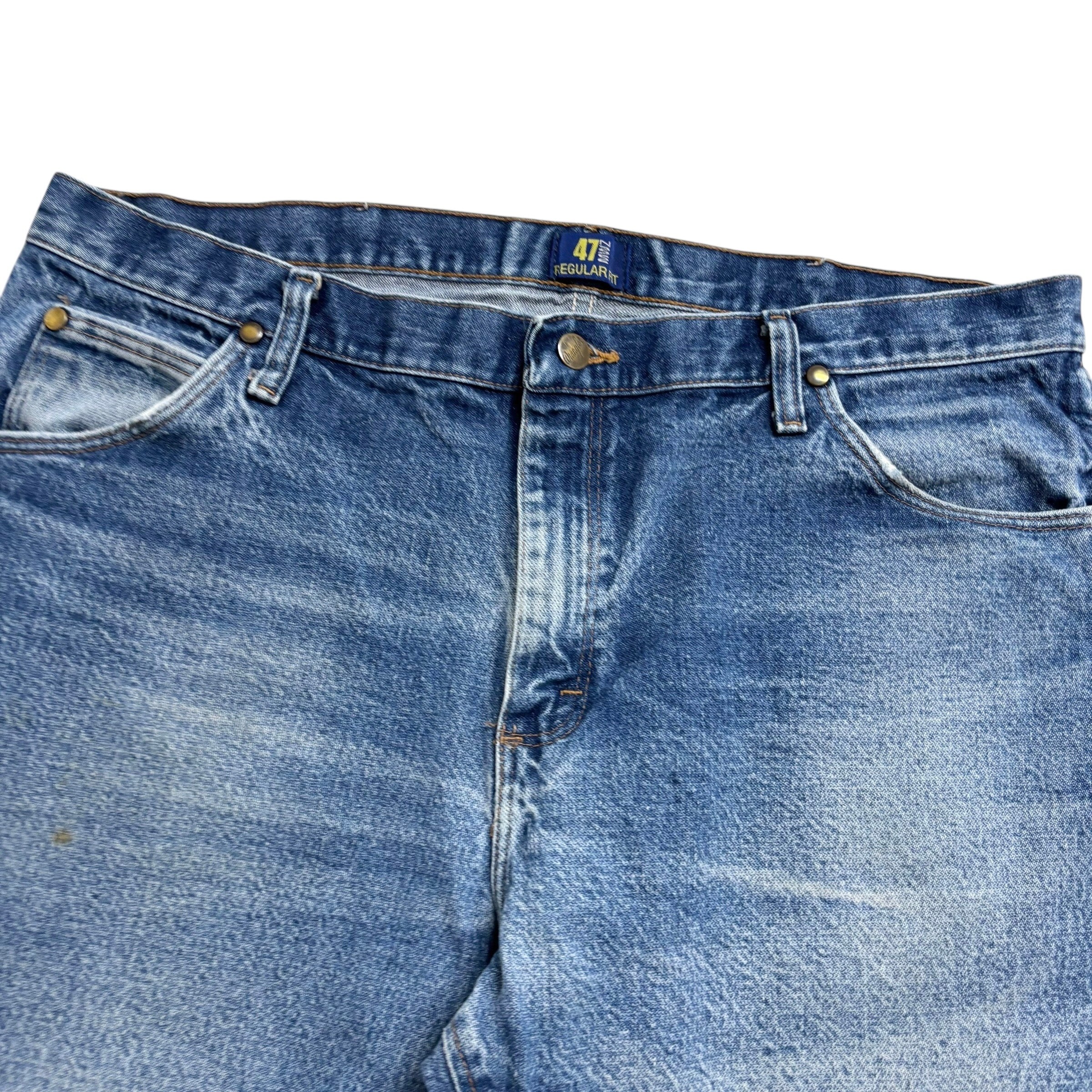 Wrangler Denim Shorts W38 Mens Jorts Mid Blue Regular Fit Cut Offs