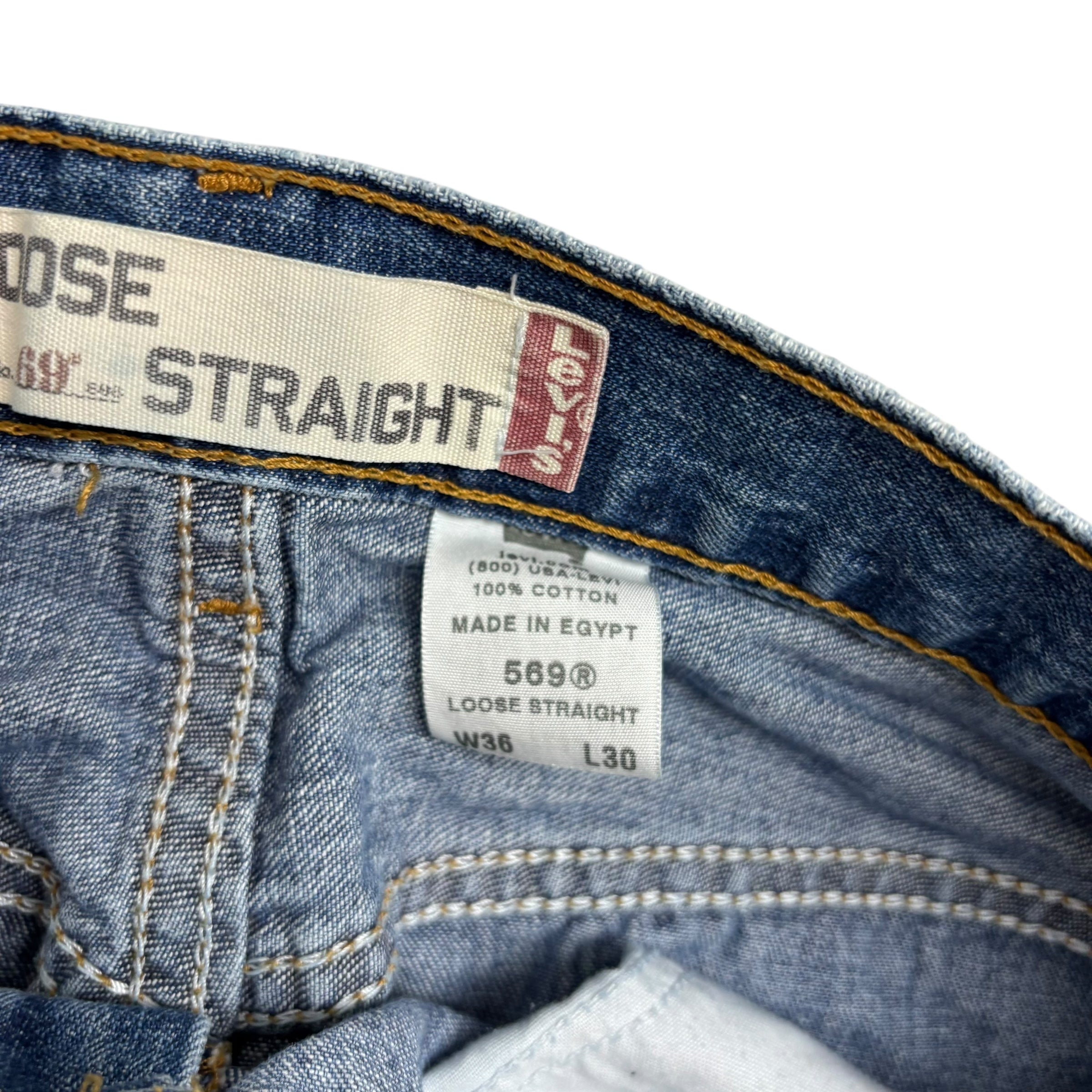 Levis 569 Jeans W36 L30 Mens Mid Blue Baggy Relaxed Fit Vintage Denim (E)