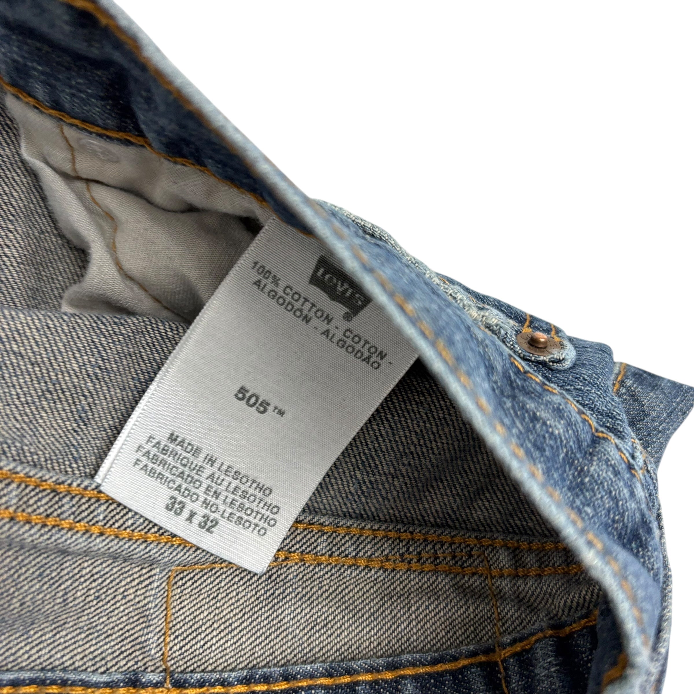 Levis 505 Jeans W33 L32 Mens Dark Blue Regular Straight Fit Vintage Denim