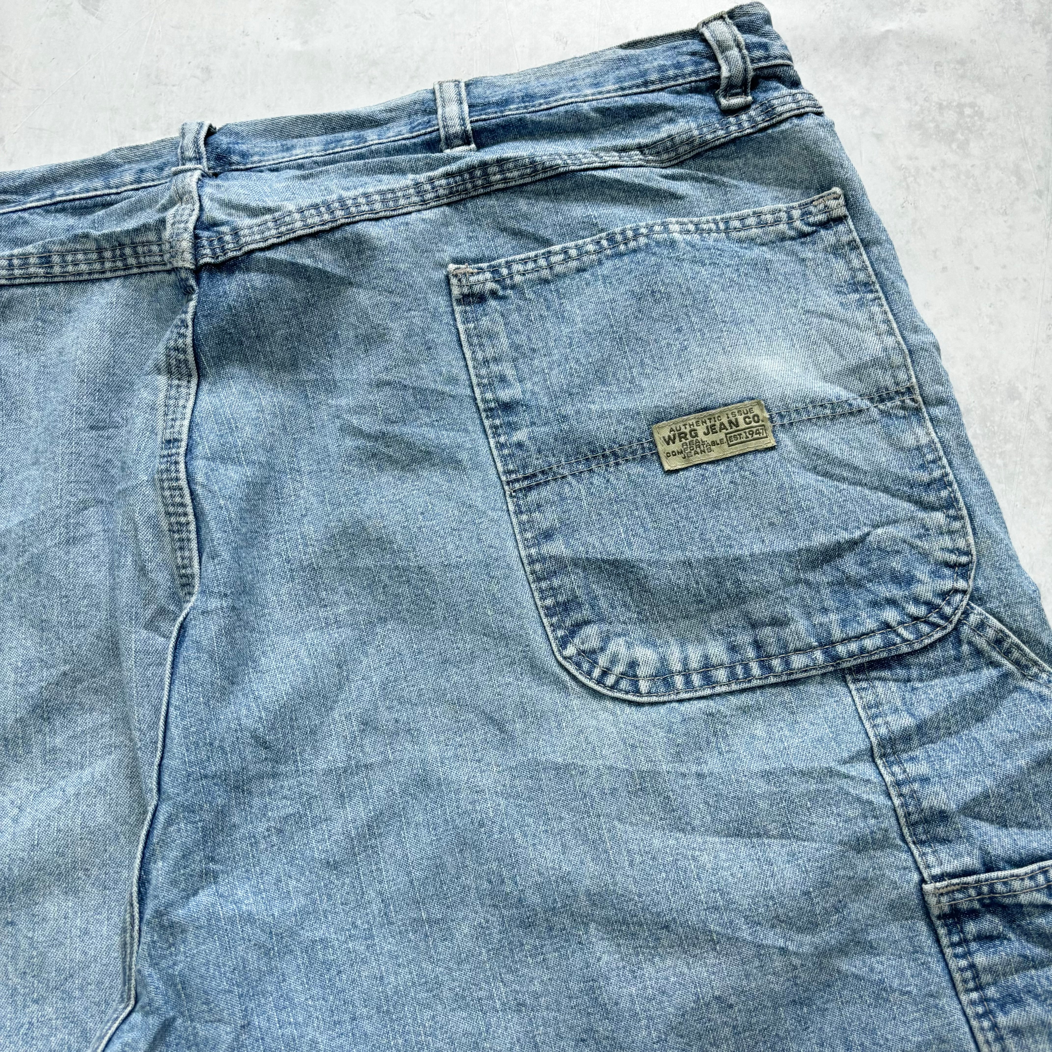 Vintage Wrangler Jorts W40 Mens Denim Shorts Light Blue Baggy Relaxed Carpenter