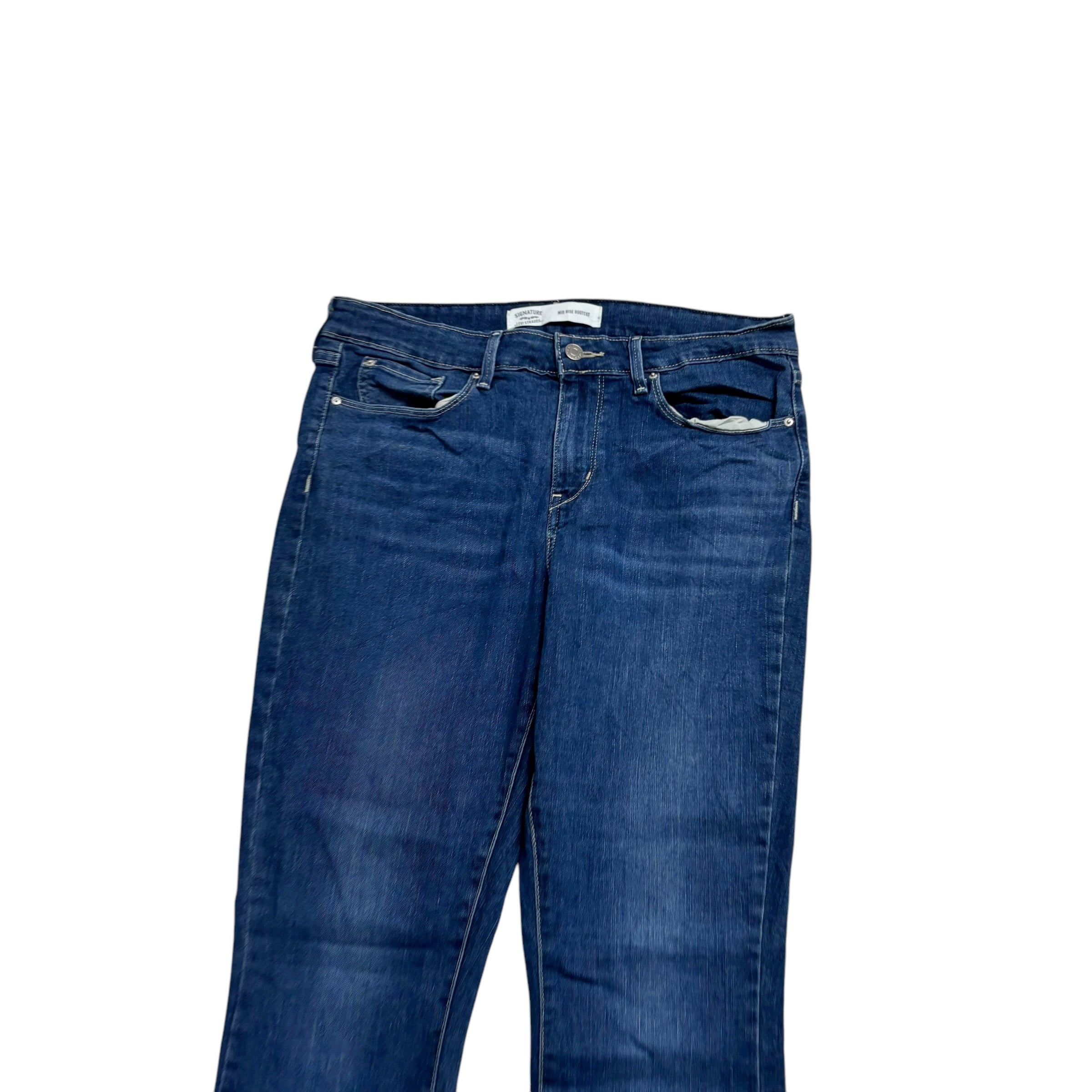 Levis Signature Jeans W31 L30 Womens Bootcut Fit Dark Blue Stretch Denim (E)