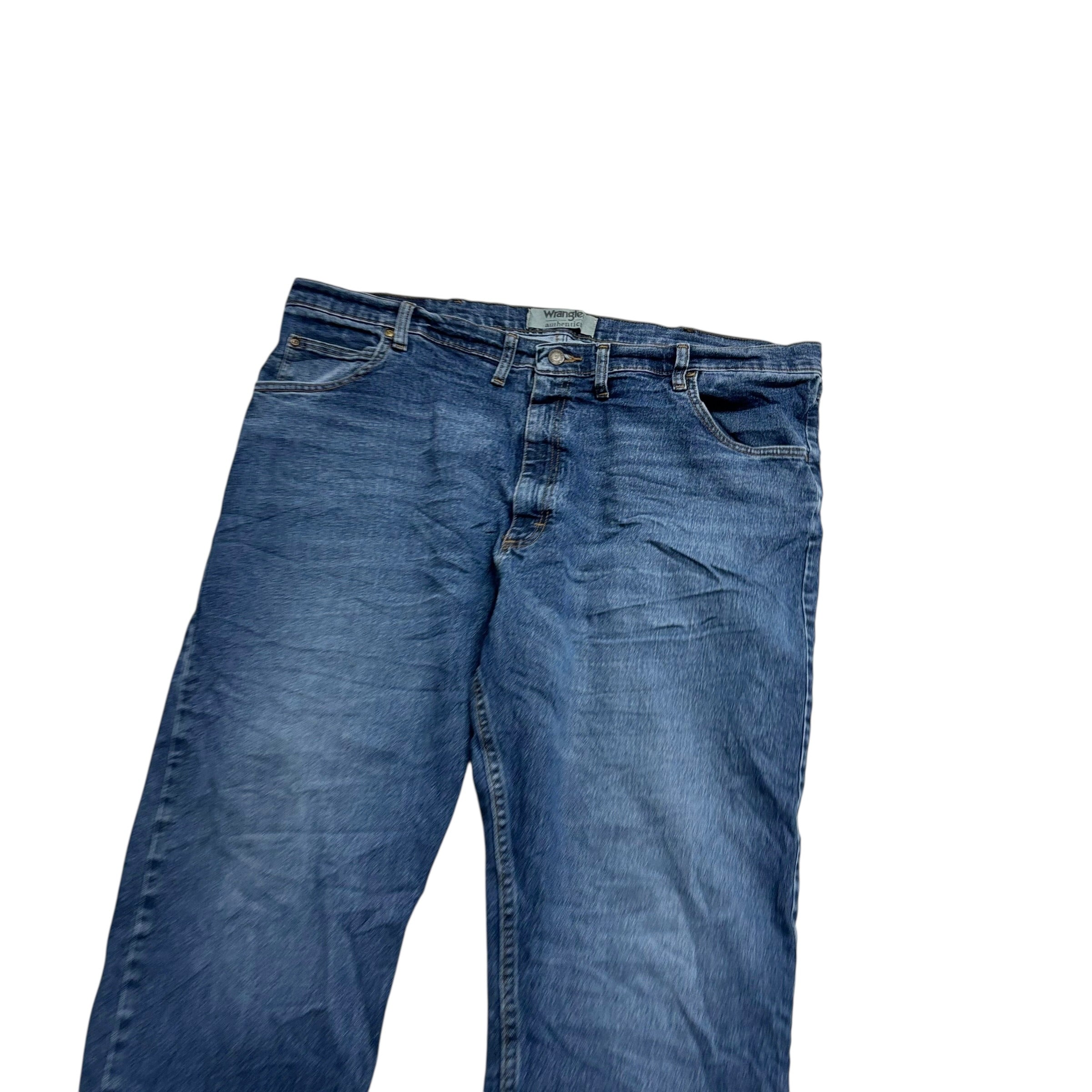 Wrangler Jeans W44 L34 Mens Mid Blue Relaxed Straight Fit Stretch Denim (E)