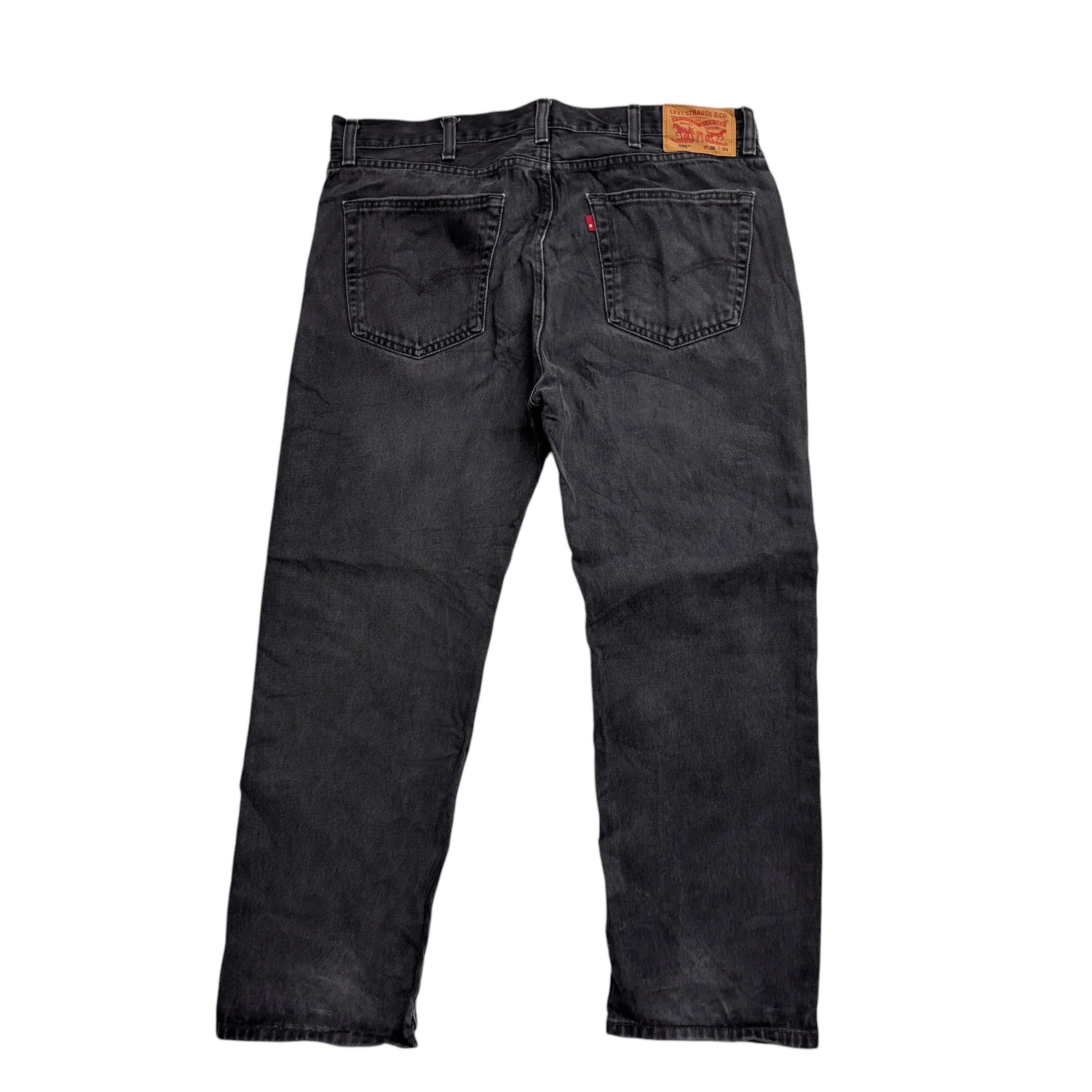 Levis 505 Jeans W38 L29 Mens Black Regular Straight Fit Denim (E)