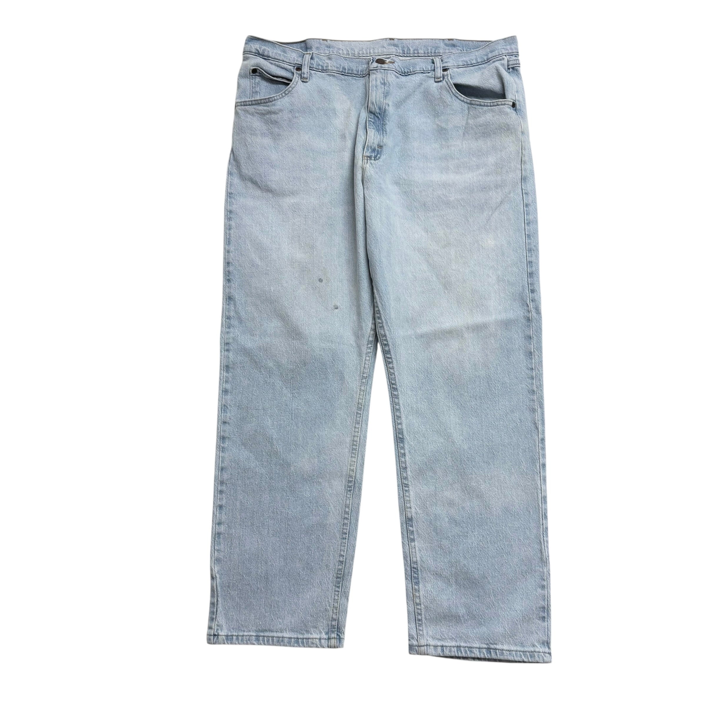Wrangler Jeans W40 L30 Mens Light Blue Relaxed Straight Fit Stretch Denim (F)