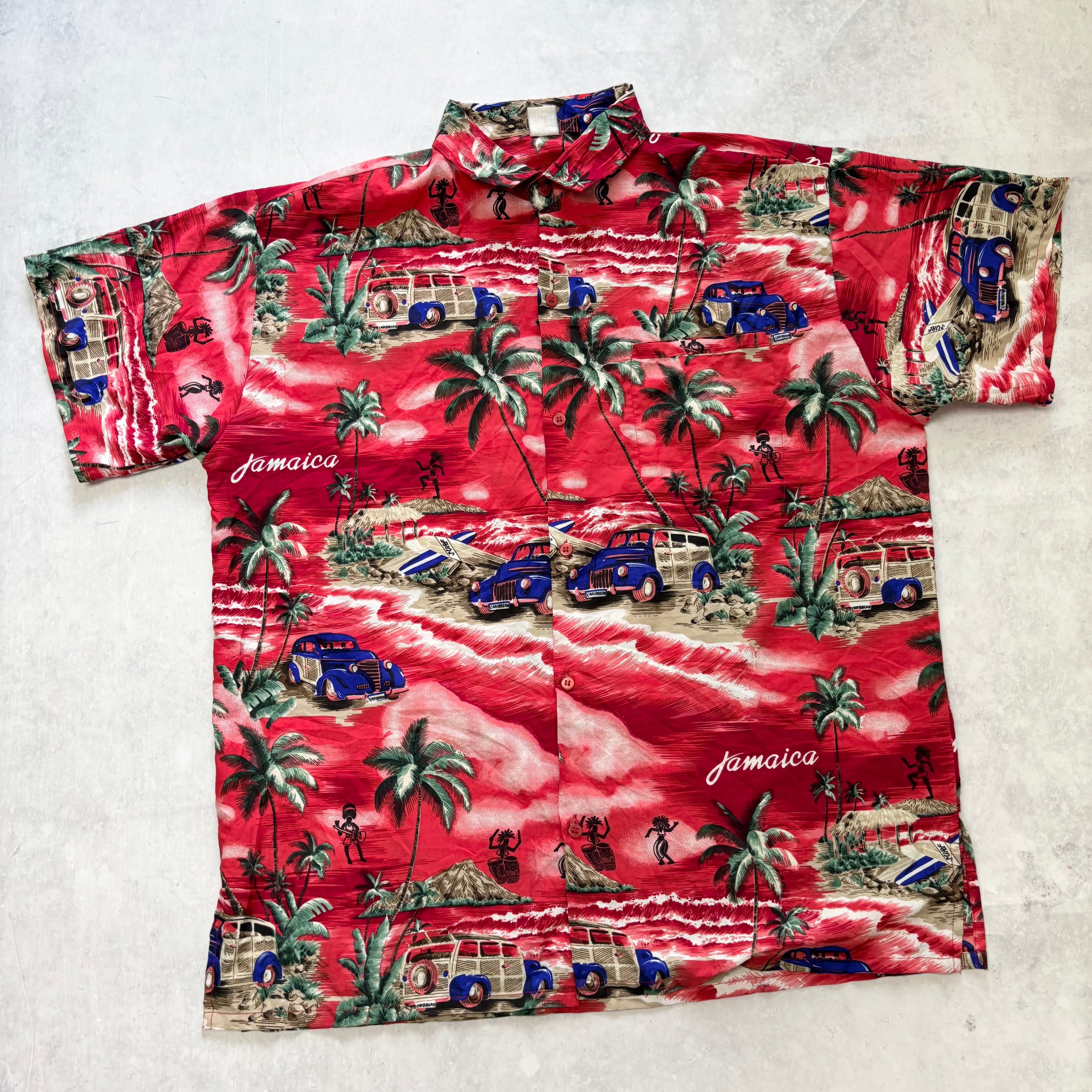 Hawaiian Shirt Mens XL Red Floral Aloha Short Sleeve Lightweight (E)