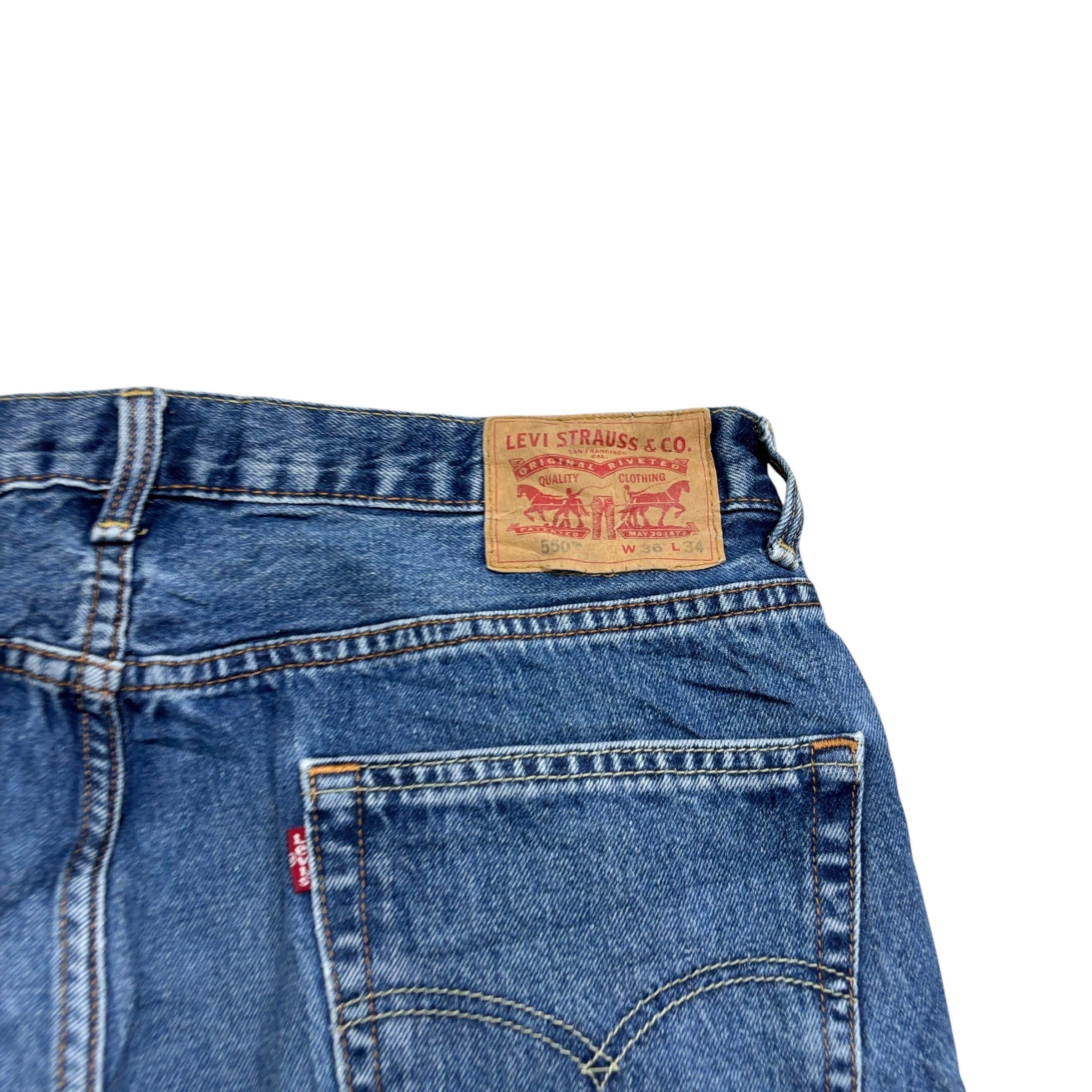 Levis 550 Jeans W36 L34 Mens Mid Blue Baggy Relaxed Straight Fit Denim (E)