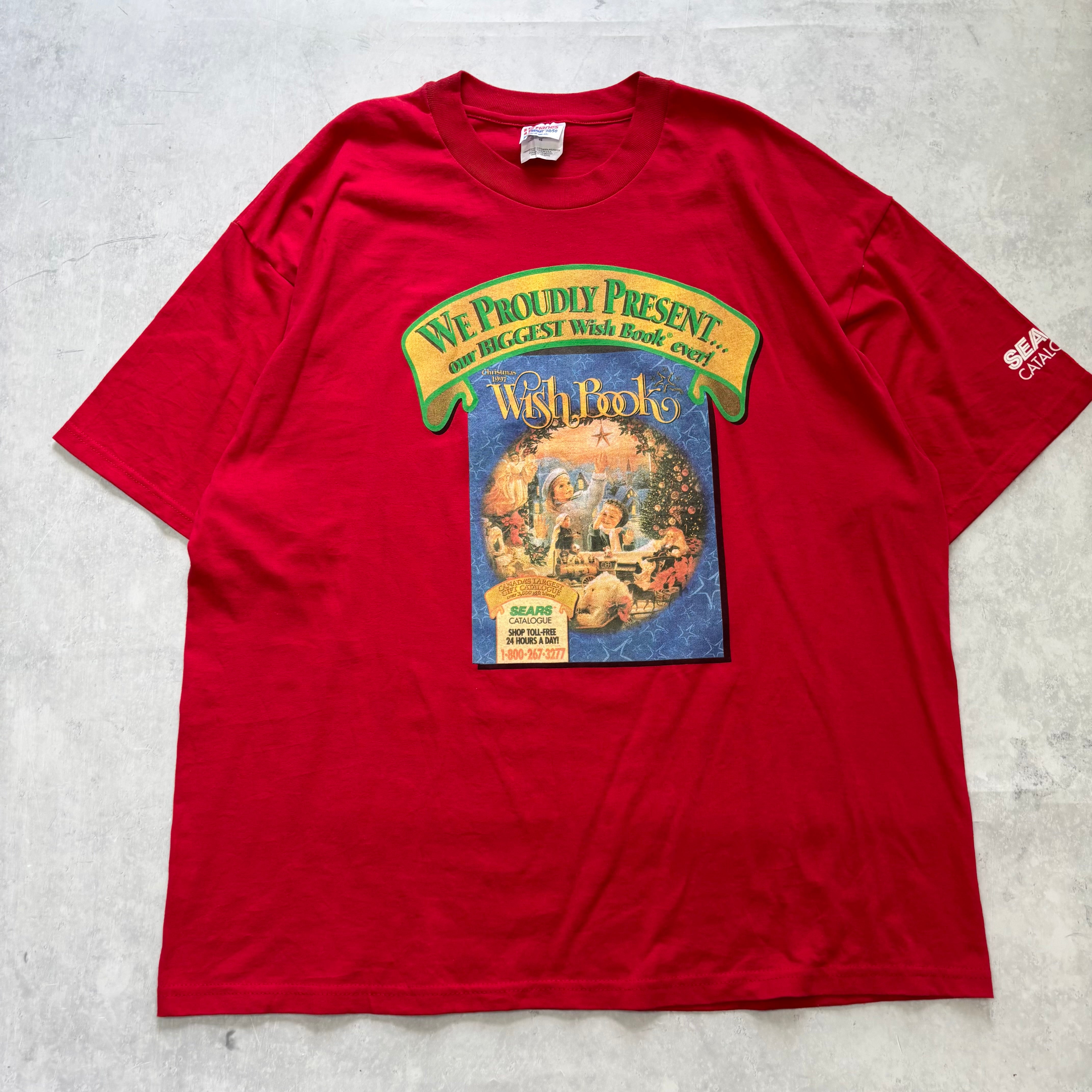 Vintage T Shirt Mens XL Red Graphic Print 90s Book Christmas (E)