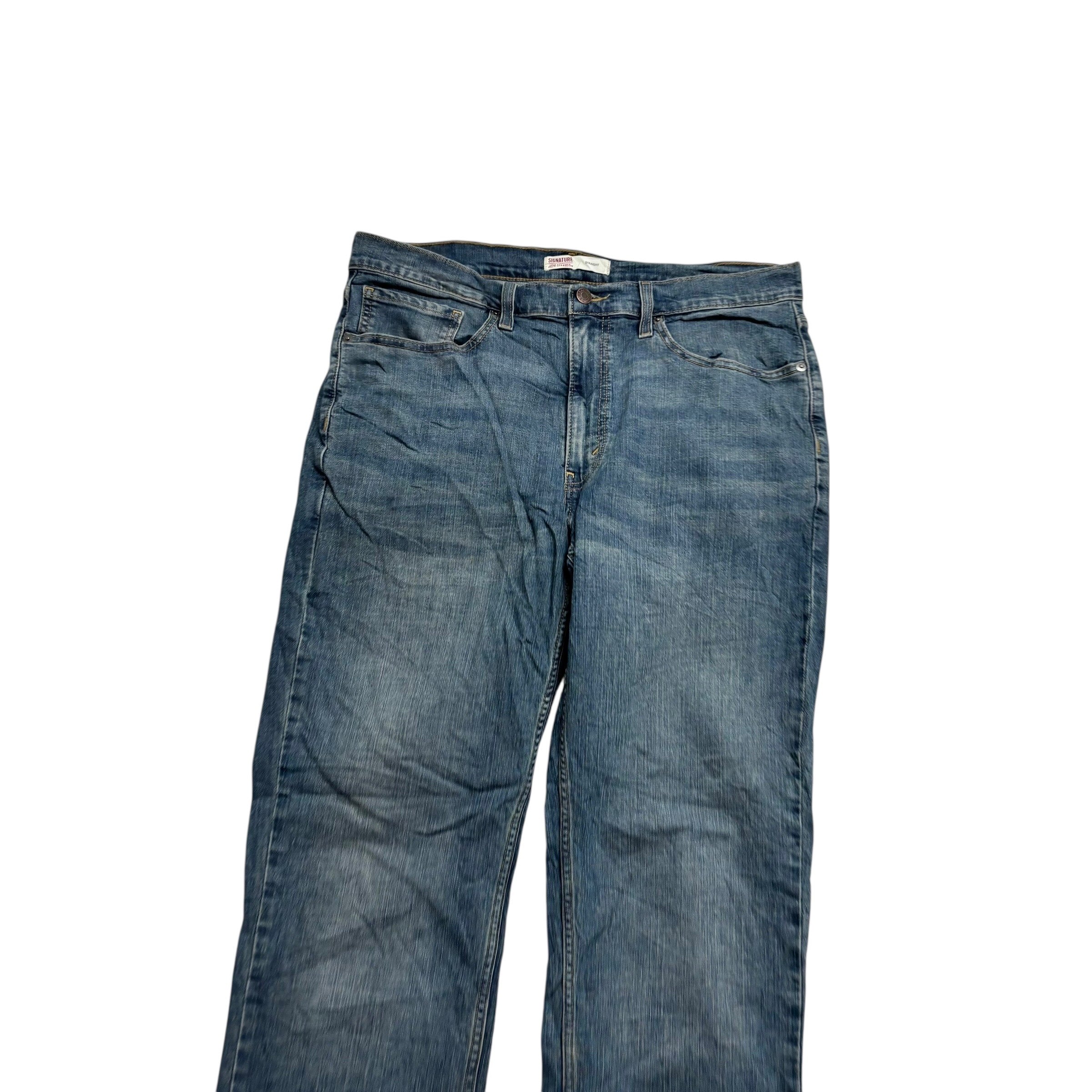 Levis Signature Jeans W36 L32 Mens Dark Blue Regular Straight Fit Stretch (E)