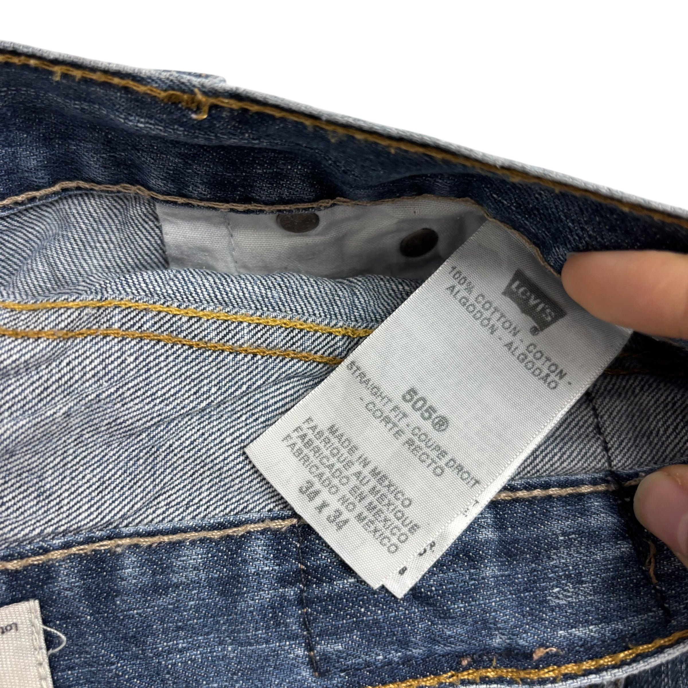 Levis 505 Jeans W34 L34 Mens Mid Blue Regular Straight Fit Vintage Denim (E)