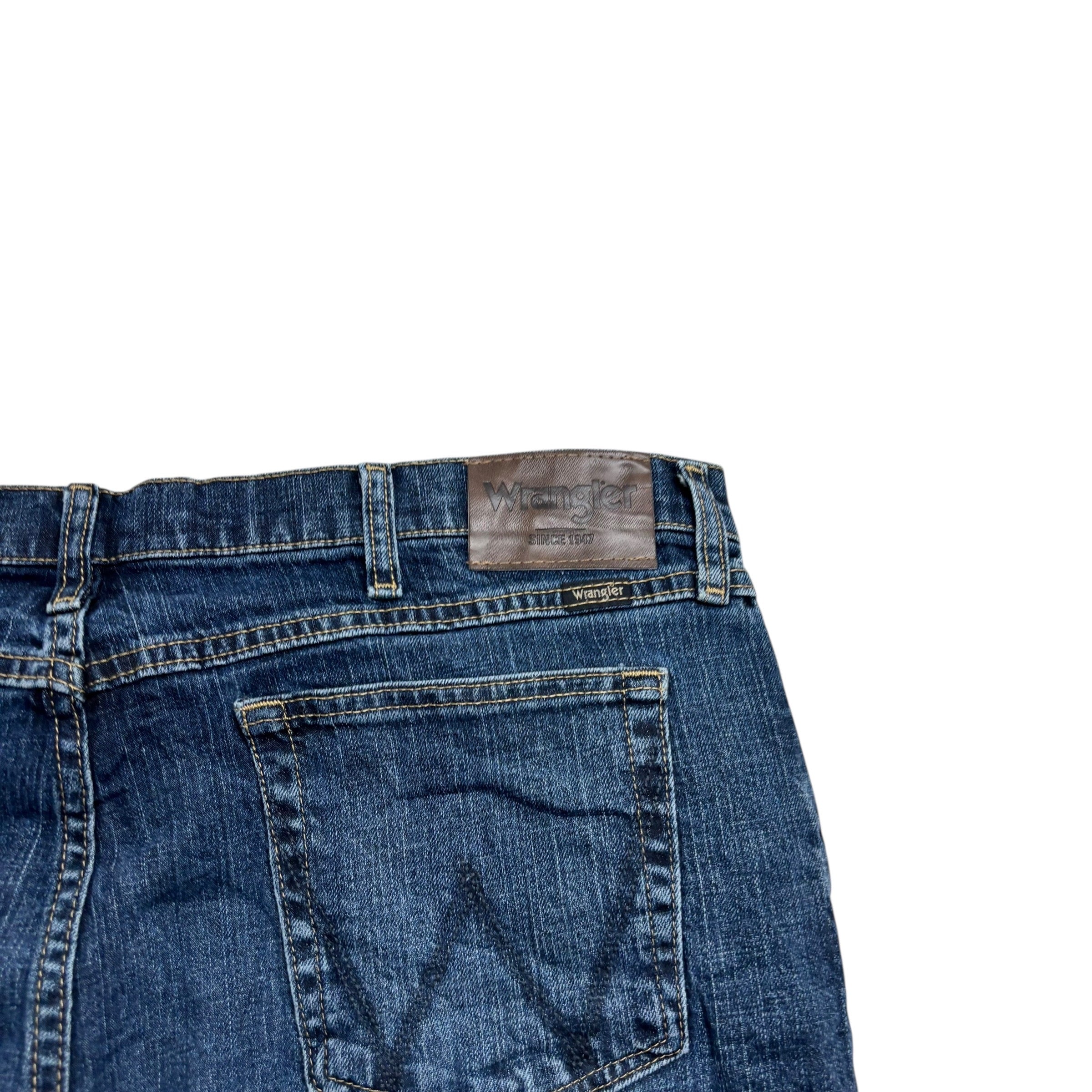 Wrangler Jeans W40 L29 Mens Dark Blue Regular Straight Fit Stretch Denim (E)