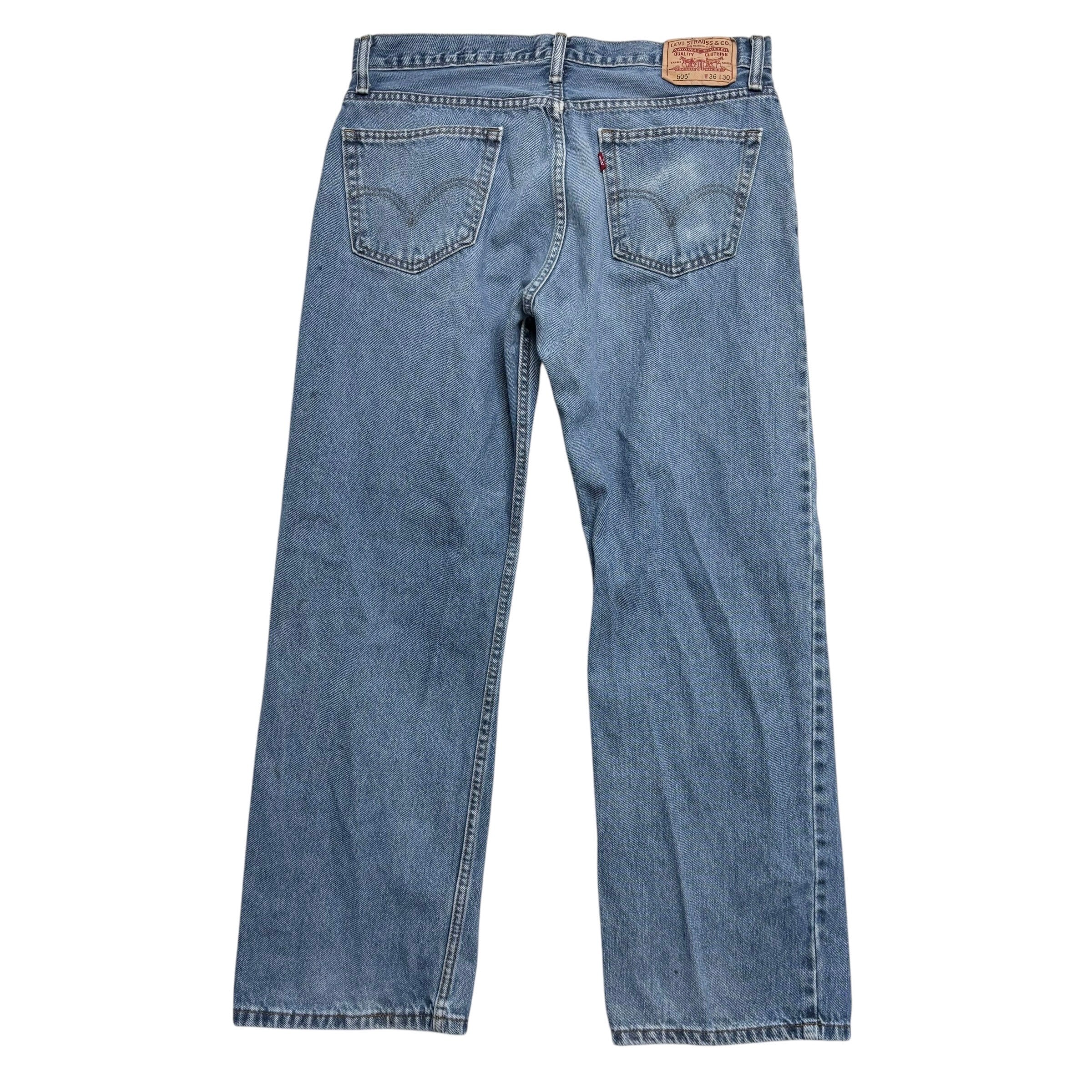 Levis 505 Jeans W36 L30 Mens Mid Blue Regular Straight Fit Vintage Denim (F)