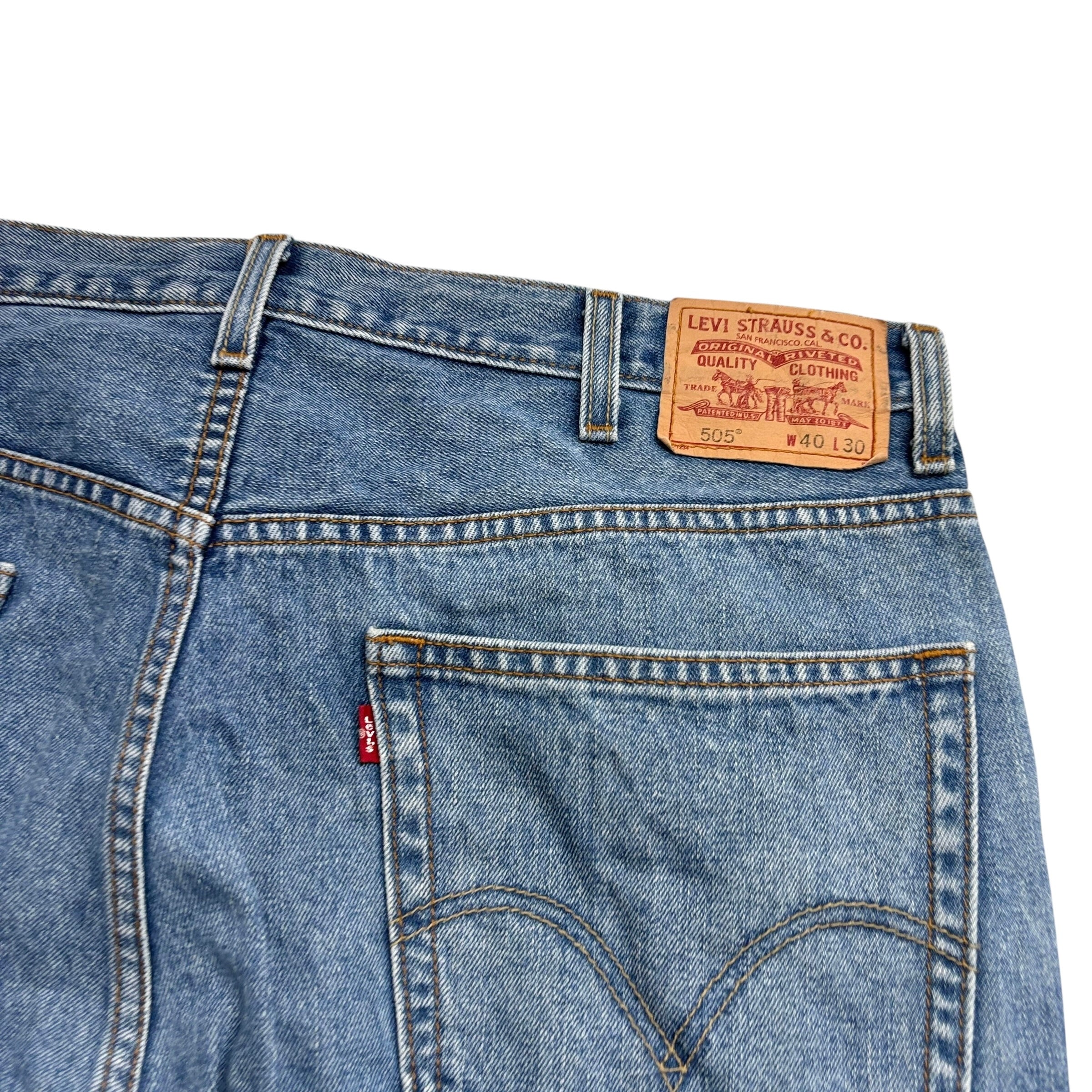 Levis 505 Jeans W38 L30 Mens Mid Blue Regular Straight Fit Vintage Denim