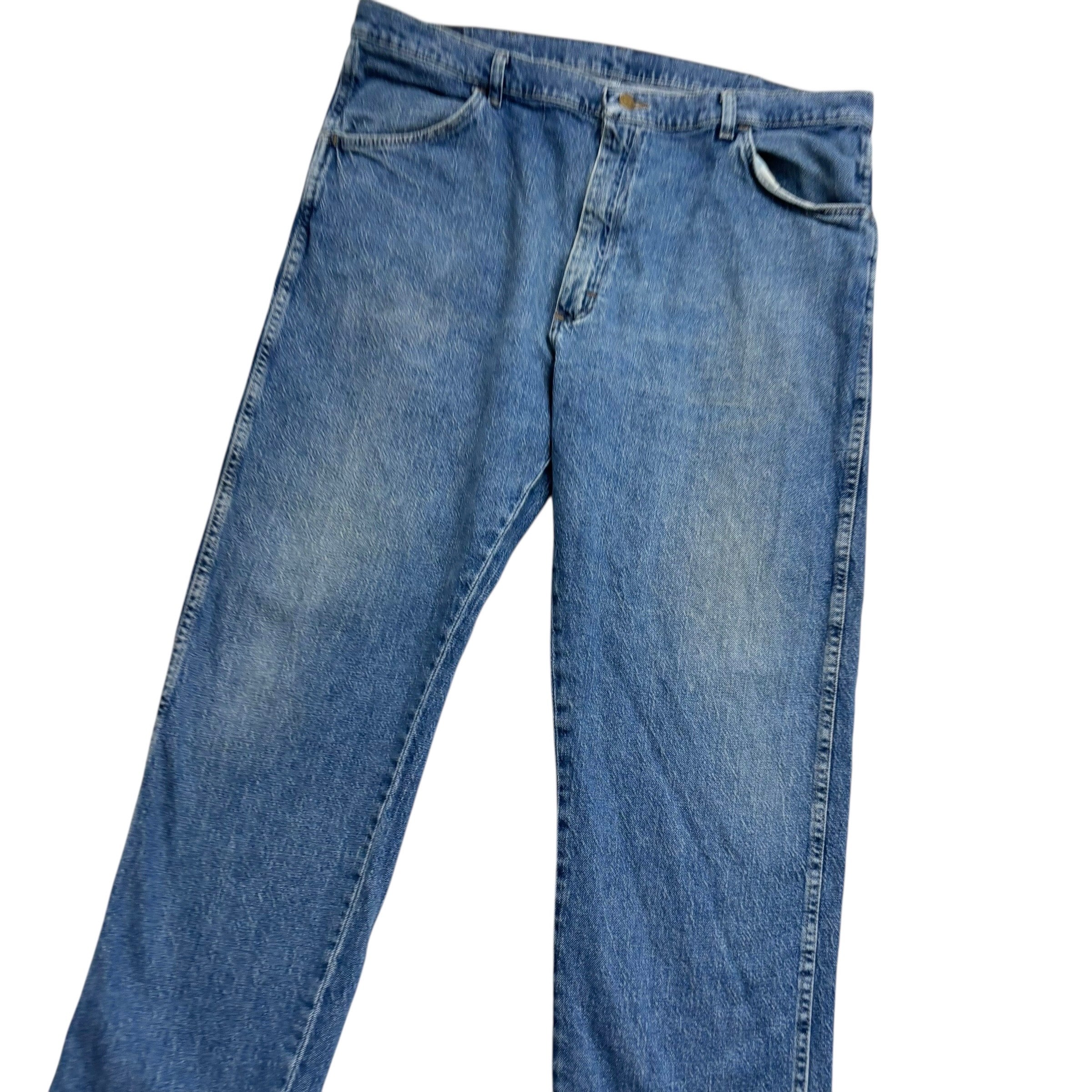 Wrangler Jeans W40 L29 Mens Mid Blue Regular Straight Fit Stretch Denim