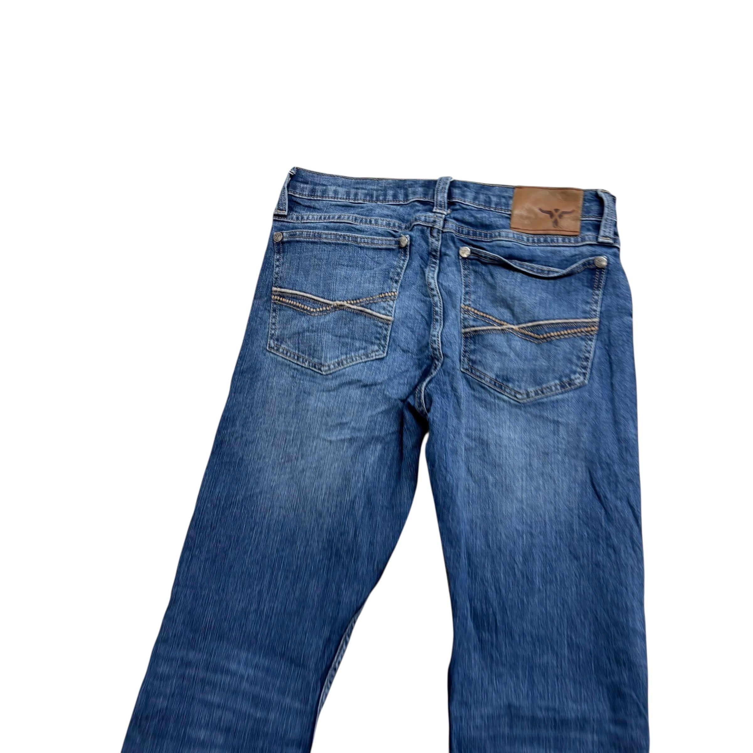 Wrangler Jeans W28 L32 Mens Mid Blue Slim Bootcut Fit Stretch Denim (E)