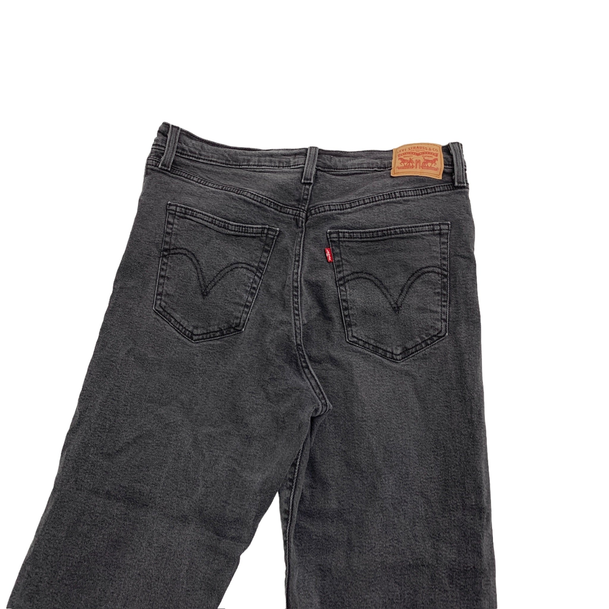 Levis Ribcage Straight Jeans W32 L27 Womens Black Baggy Relaxed Straight Denim