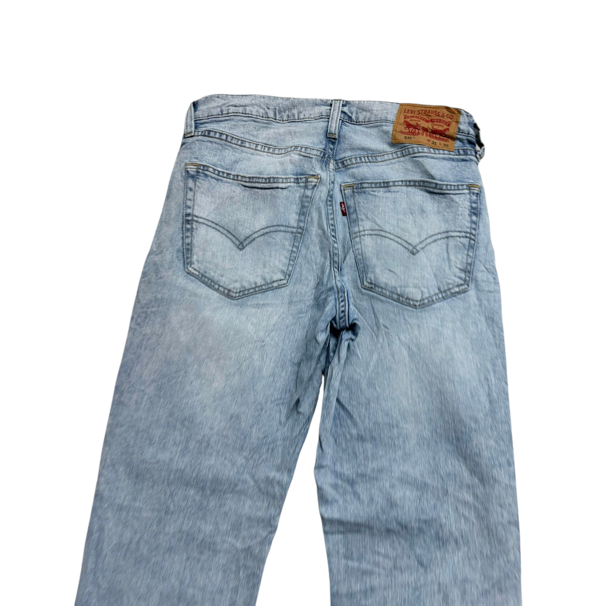 Levis 531 Jeans W31 L32 Mens Light Blue Athletic Slim Fit Stretch Denim (E)