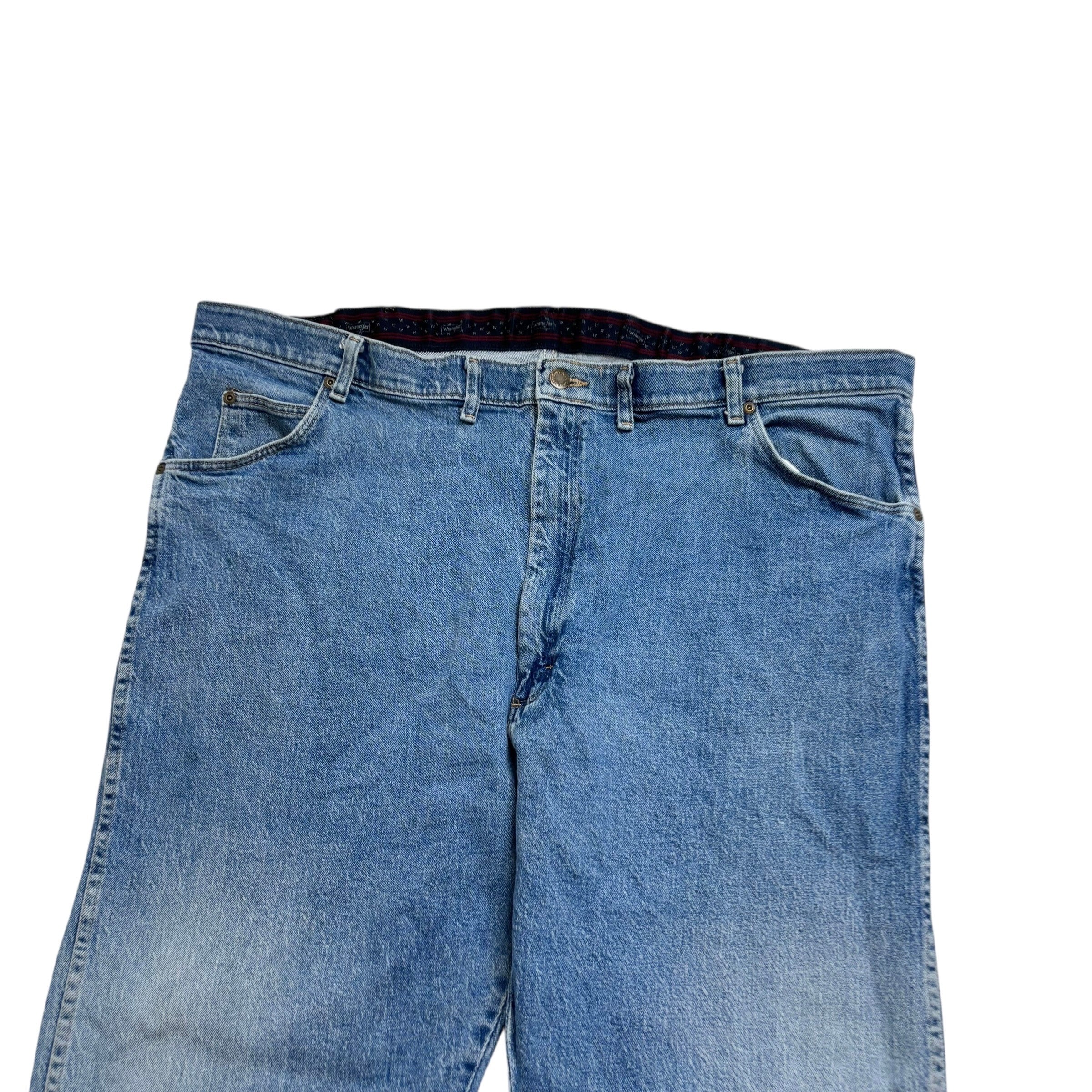 Wrangler Jeans W46 L27 Mens Mid Blue Regular Straight Fit Stretch Denim