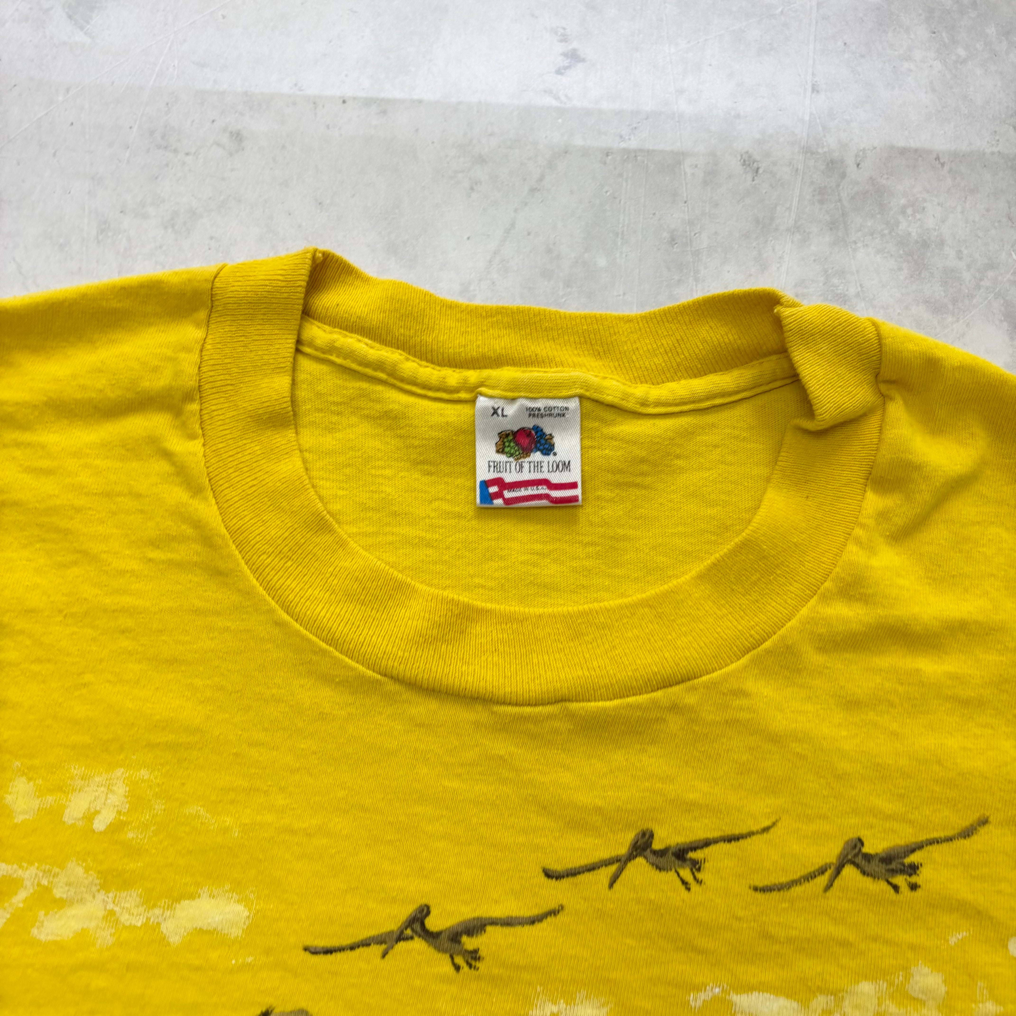Vintage T Shirt Mens XL Yellow Single Stitch Graphic Print 90s USA Nature (F)