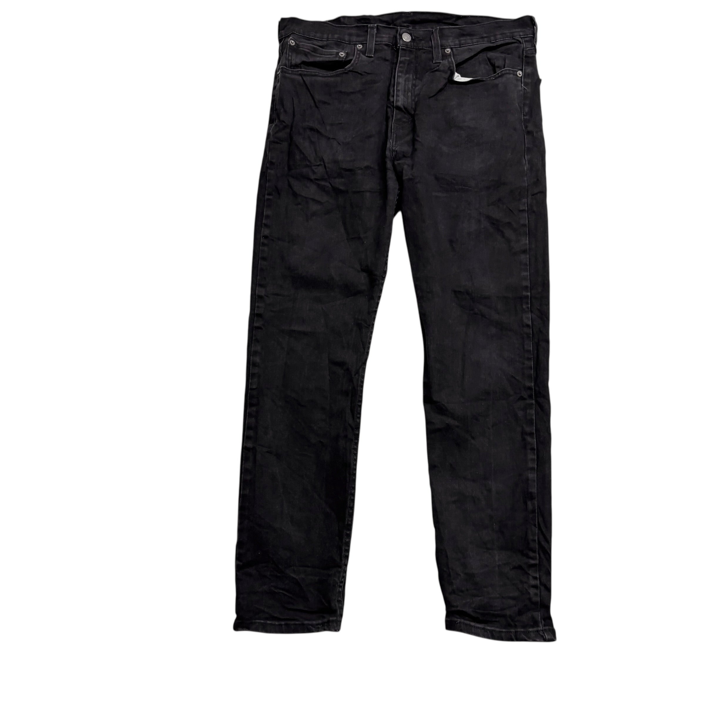 Levis 502 Jeans W34 L30 Mens Black Regular Tapered Fit Stretch Denim (E)