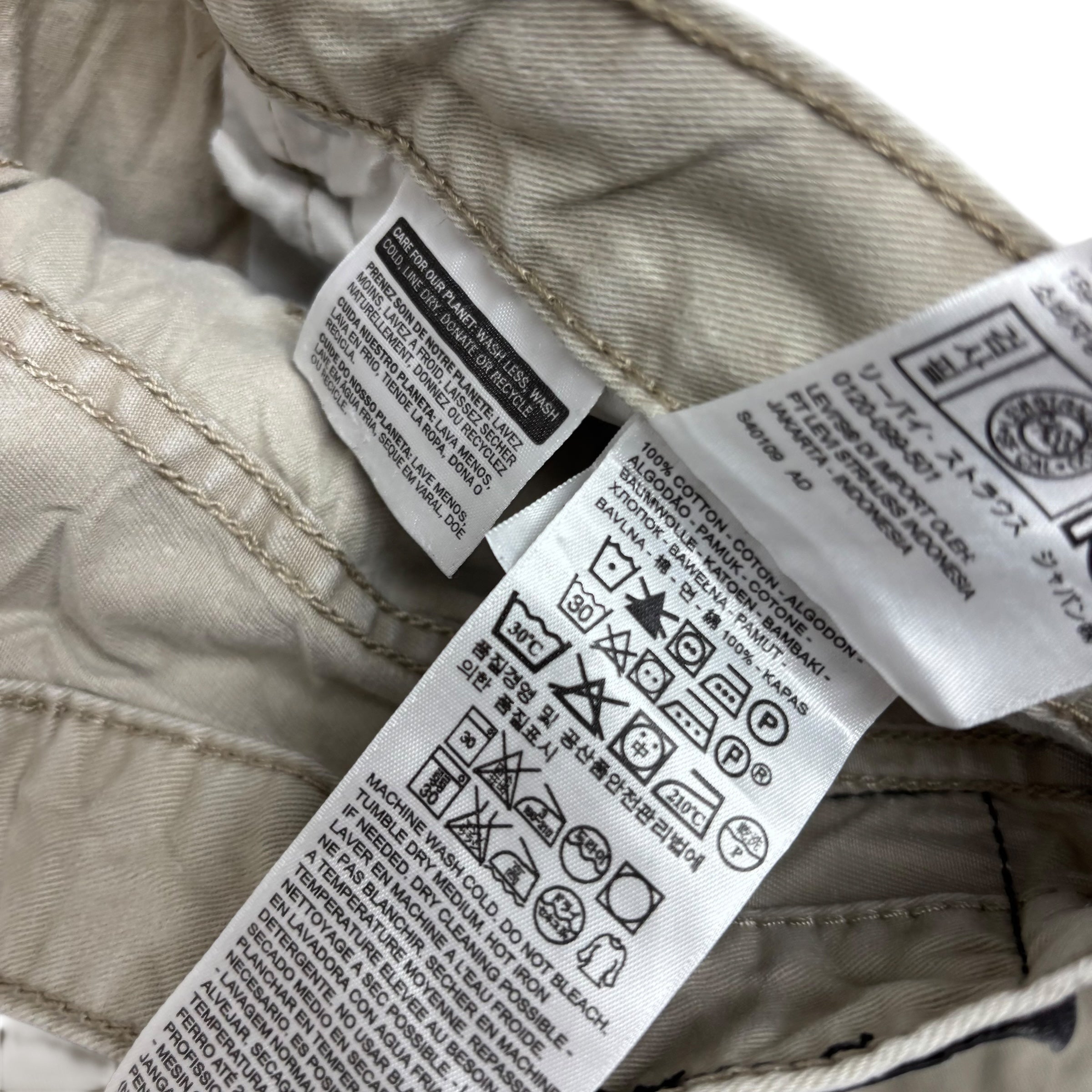 Levis 514 Trousers W34 L32 Mens Cream Regular Straight Fit Cotton Pants (E)