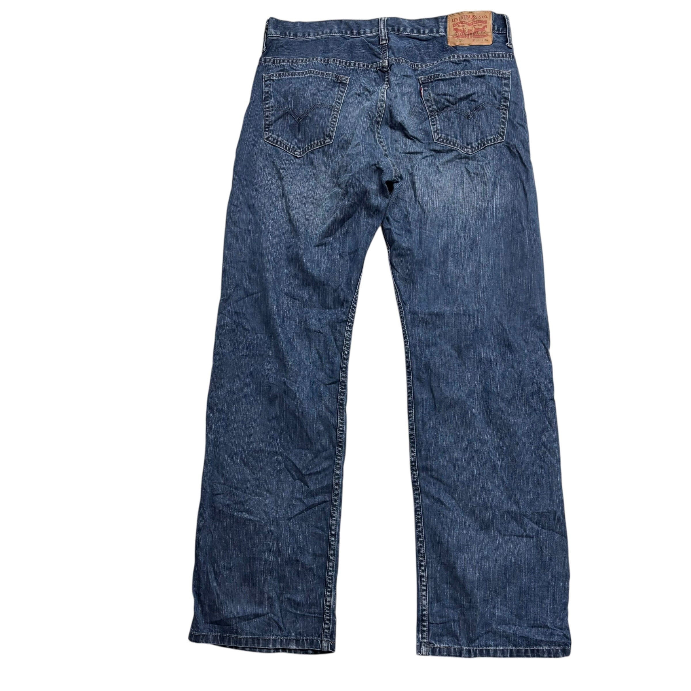 Levis 569 Jeans W34 L33 Mens Navy Blue Baggy Relaxed Straight Fit Denim (E)