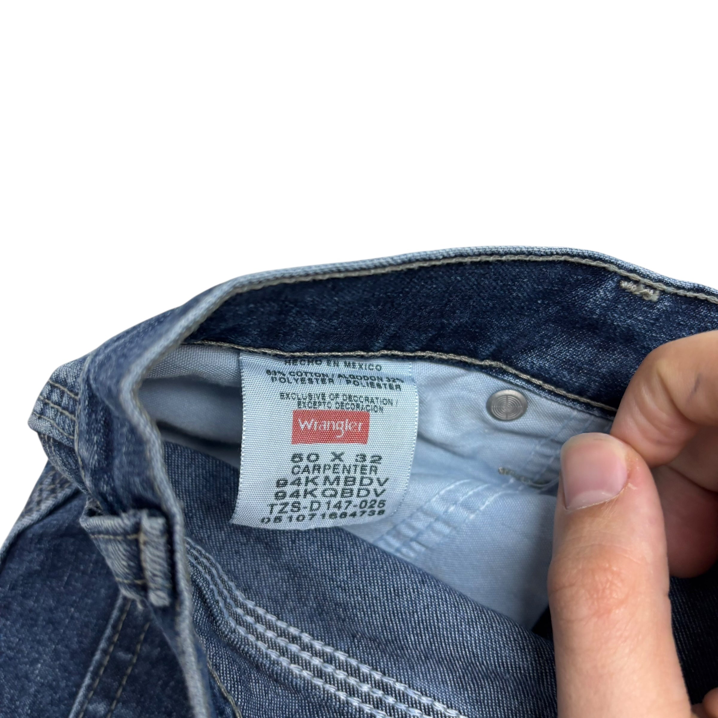 Wrangler Carpenter Jeans W50 L32 Mens Mid Blue Relaxed Straight Fit Denim (E)