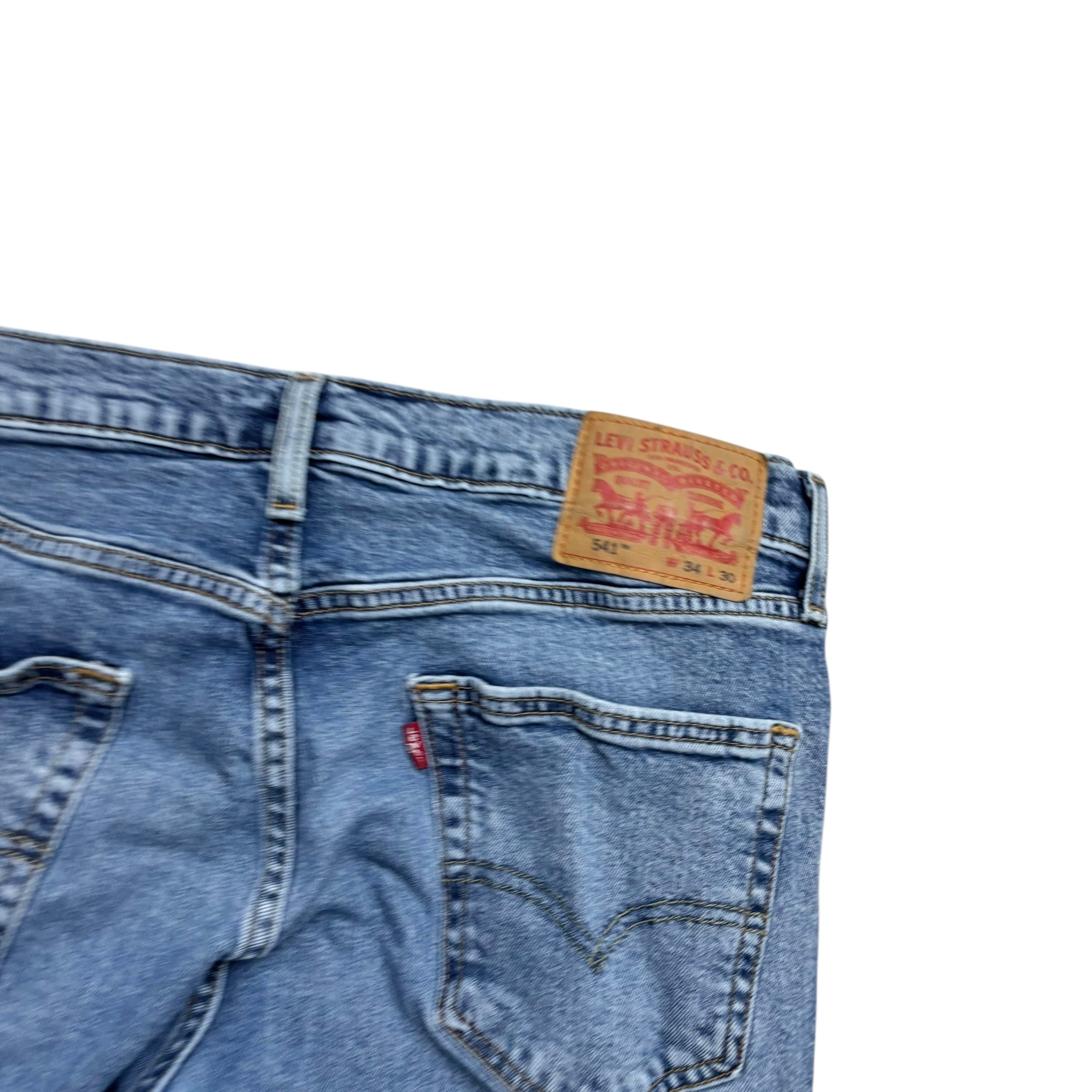 Levis 541 Jeans W34 L29 Mens Mid Blue Athletic Tapered Fit Stretch Denim (F)