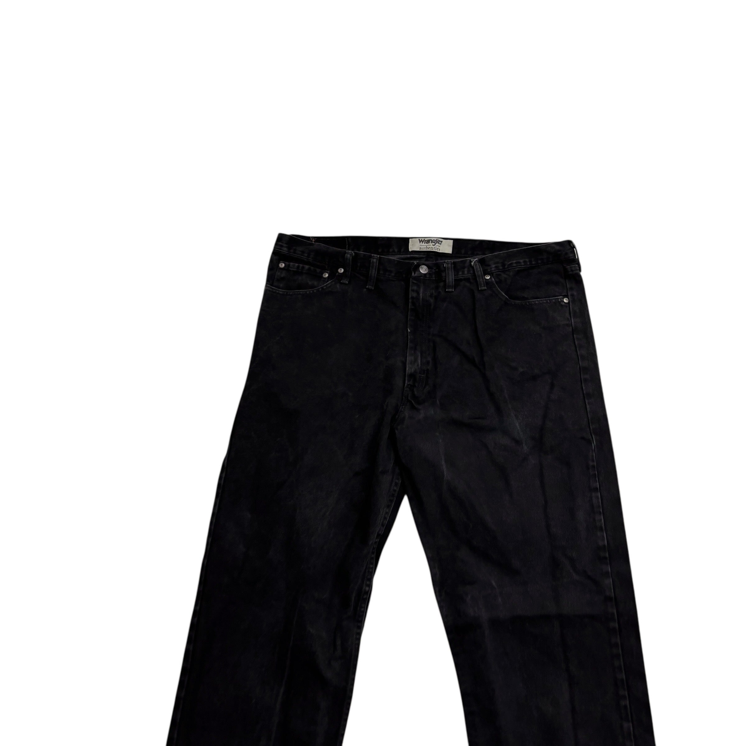 Wrangler Jeans W44 L36 Mens Black Relaxed Straight Fit Denim (E)