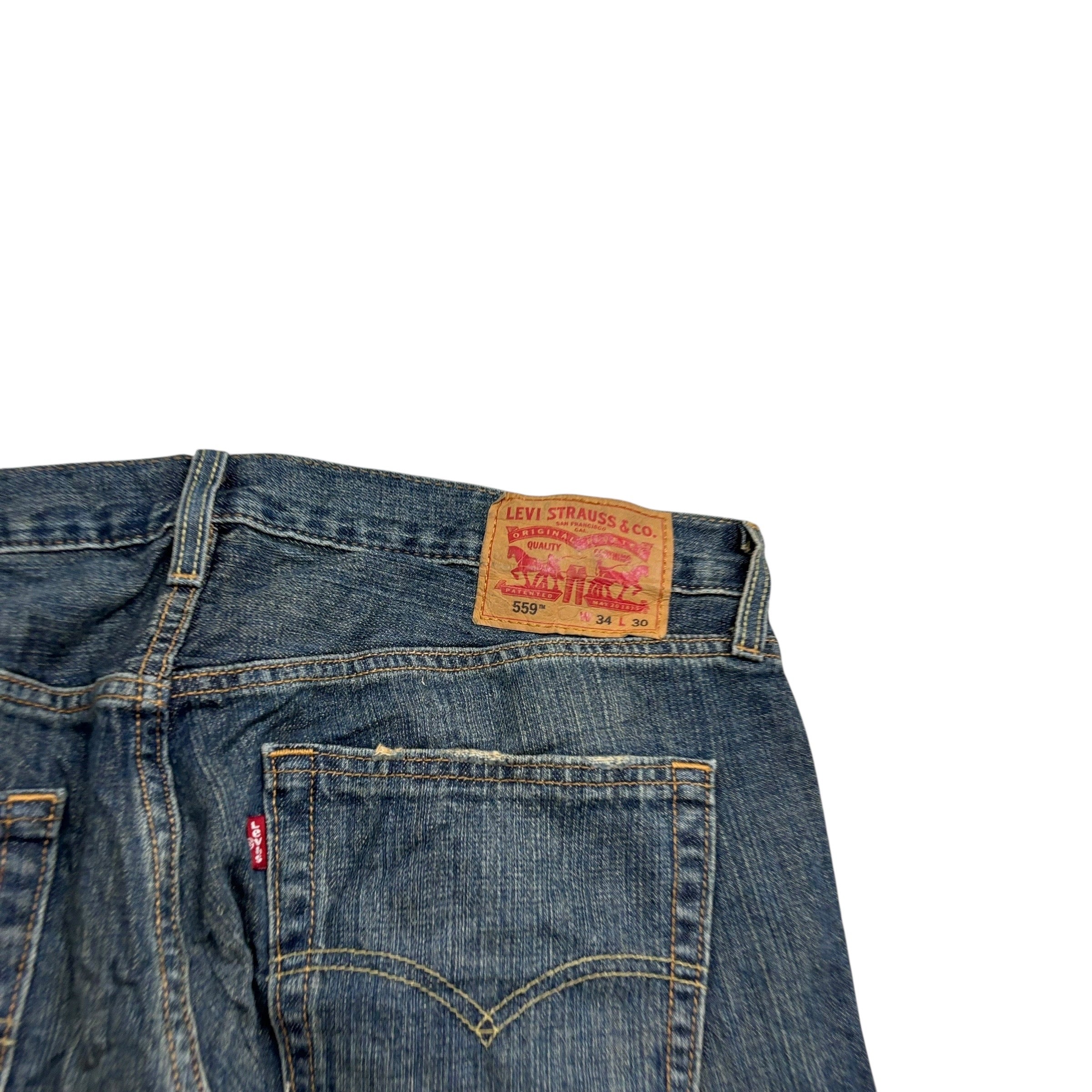 Levis 559 Jeans W36 L30 Mens Dark Blue Baggy Relaxed Straight Fit Denim (E)