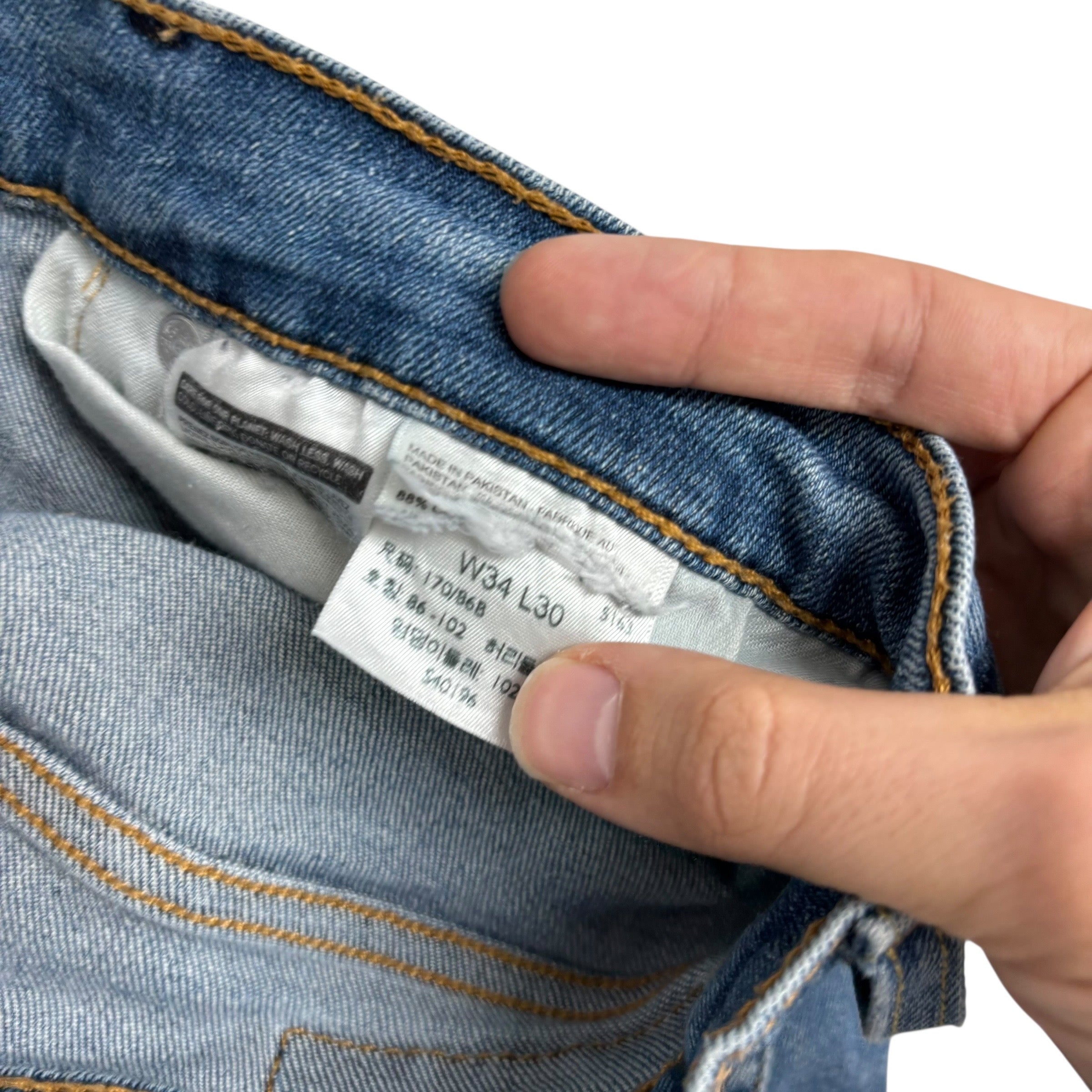 Levis 514 Jeans W34 L30 Mens Mid Blue Regular Straight Fit Stretch Denim (F)