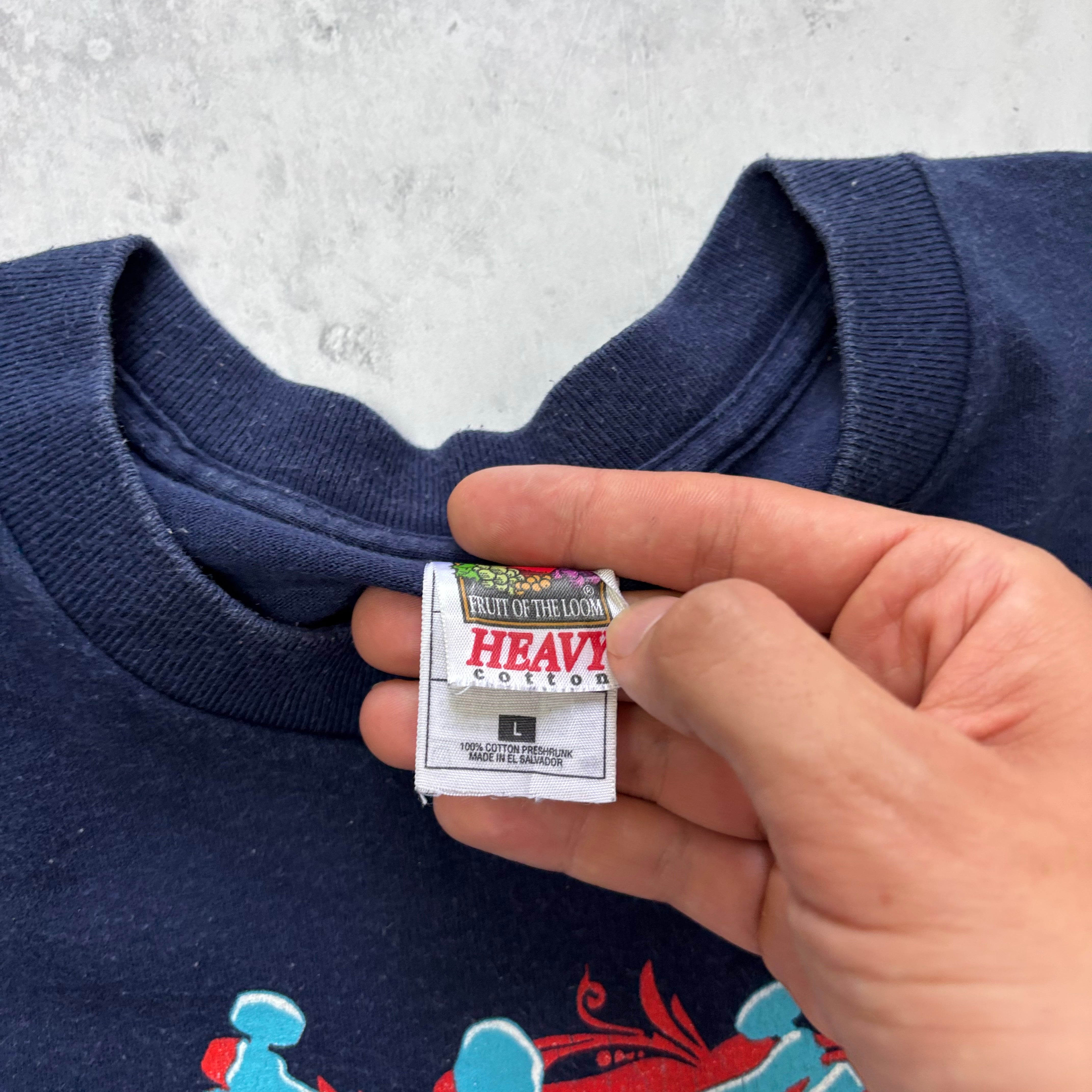 Vintage T Shirt Mens Large Navy Blue Graphic Print 90s USA