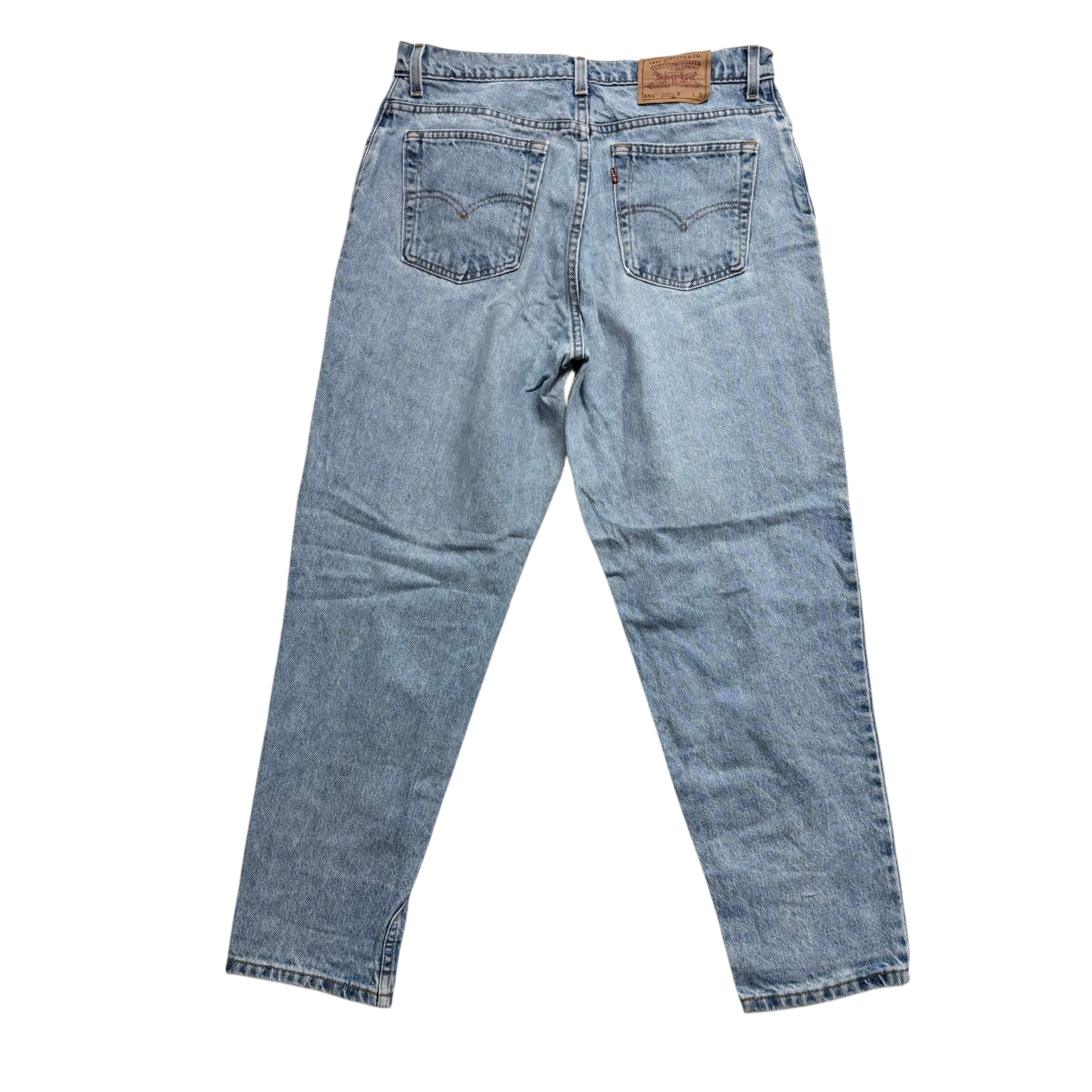 Levis 551 Jeans W34 L29 Womens Light Blue Relaxed Taper Fit USA Made Vintage