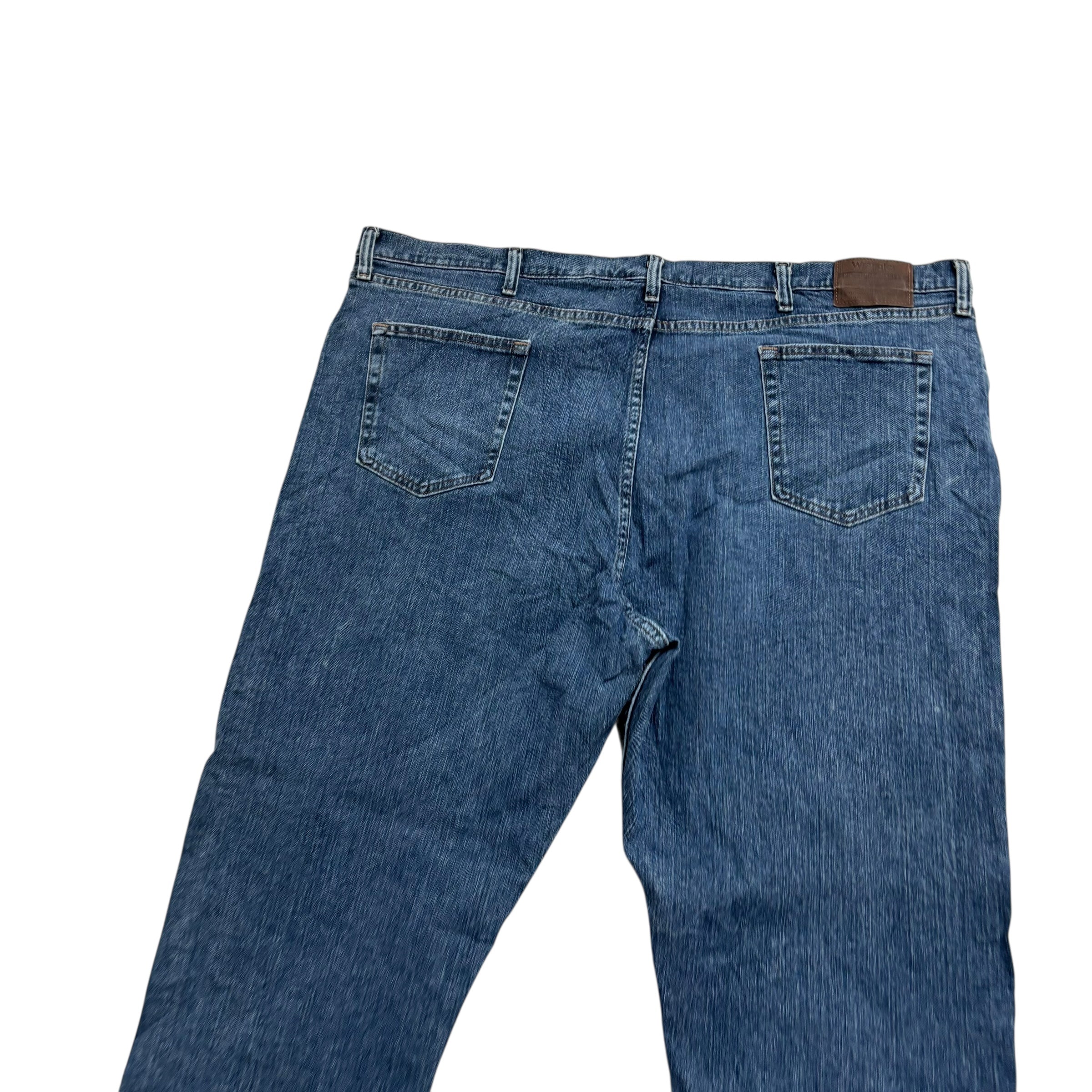 Wrangler Jeans W48 L30 Mens Mid Blue Relaxed Straight Fit Stretch Denim (E)