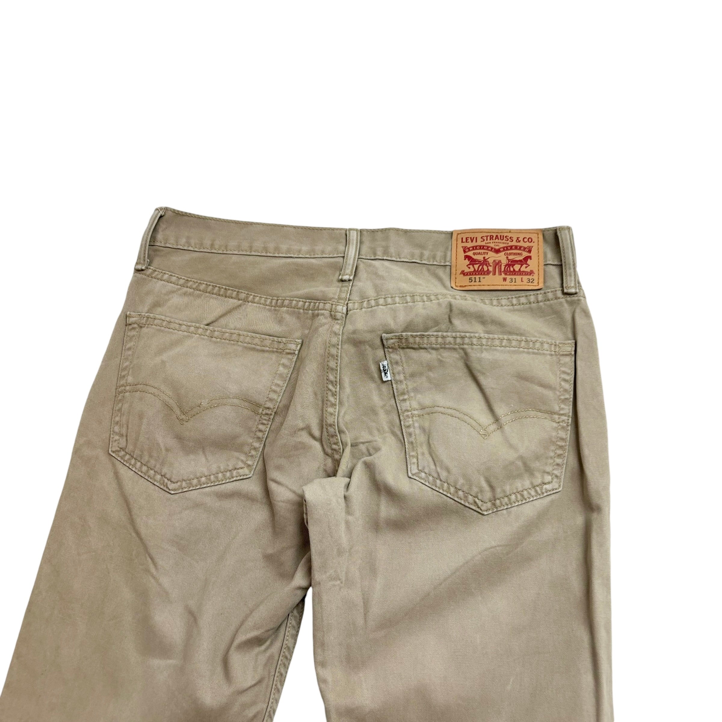 Levis 511 Trousers W31 L32 Mens Beige Slim Fit Cotton Pants