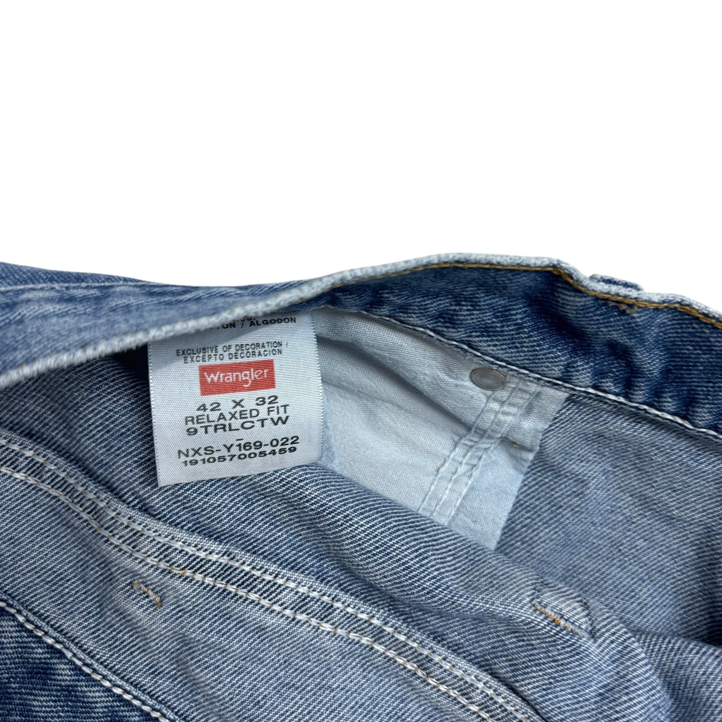 Wrangler Jeans W42 L32 Mens Mid Blue Relaxed Straight Fit Denim (E)